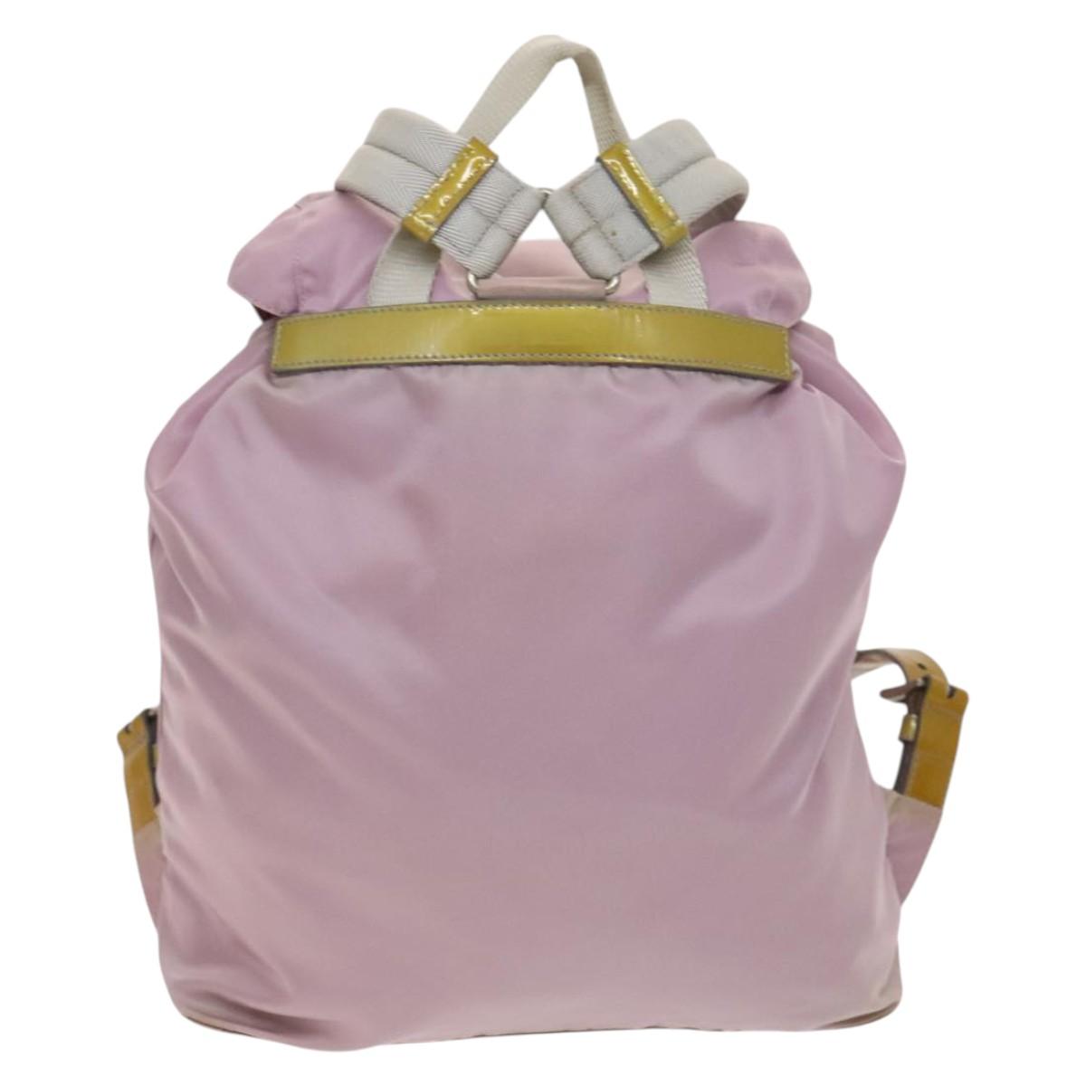 PRADA Backpack Nylon Pink Silver Auth fm4758
