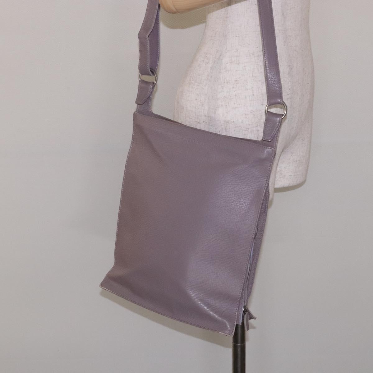 LOEWE Shoulder Bag Leather Gray Silver Auth fm4815