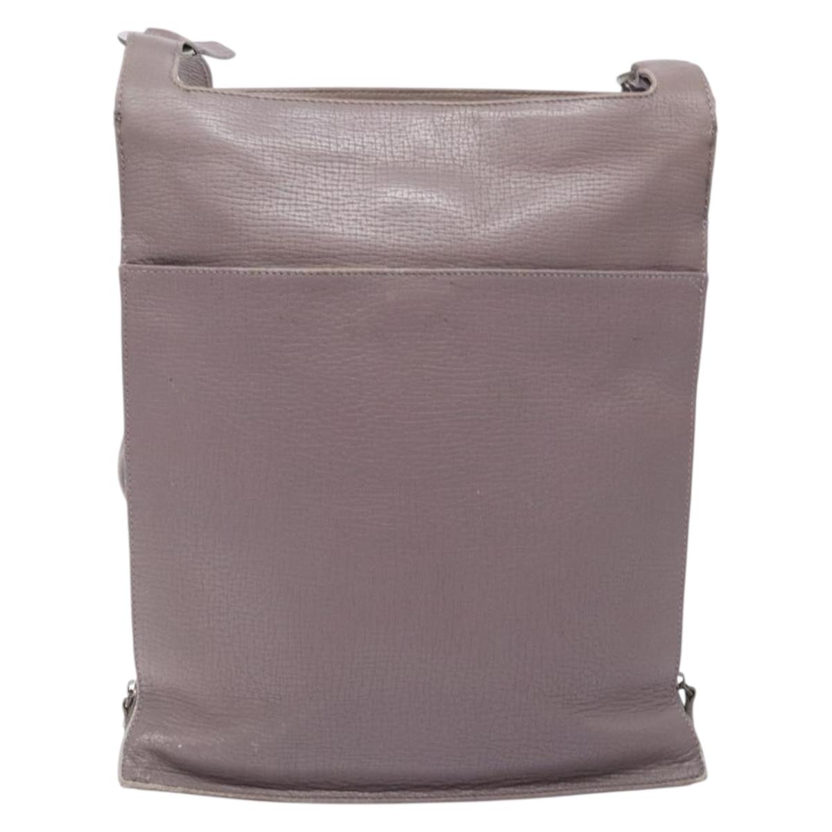 LOEWE Shoulder Bag Leather Gray Silver Auth fm4815