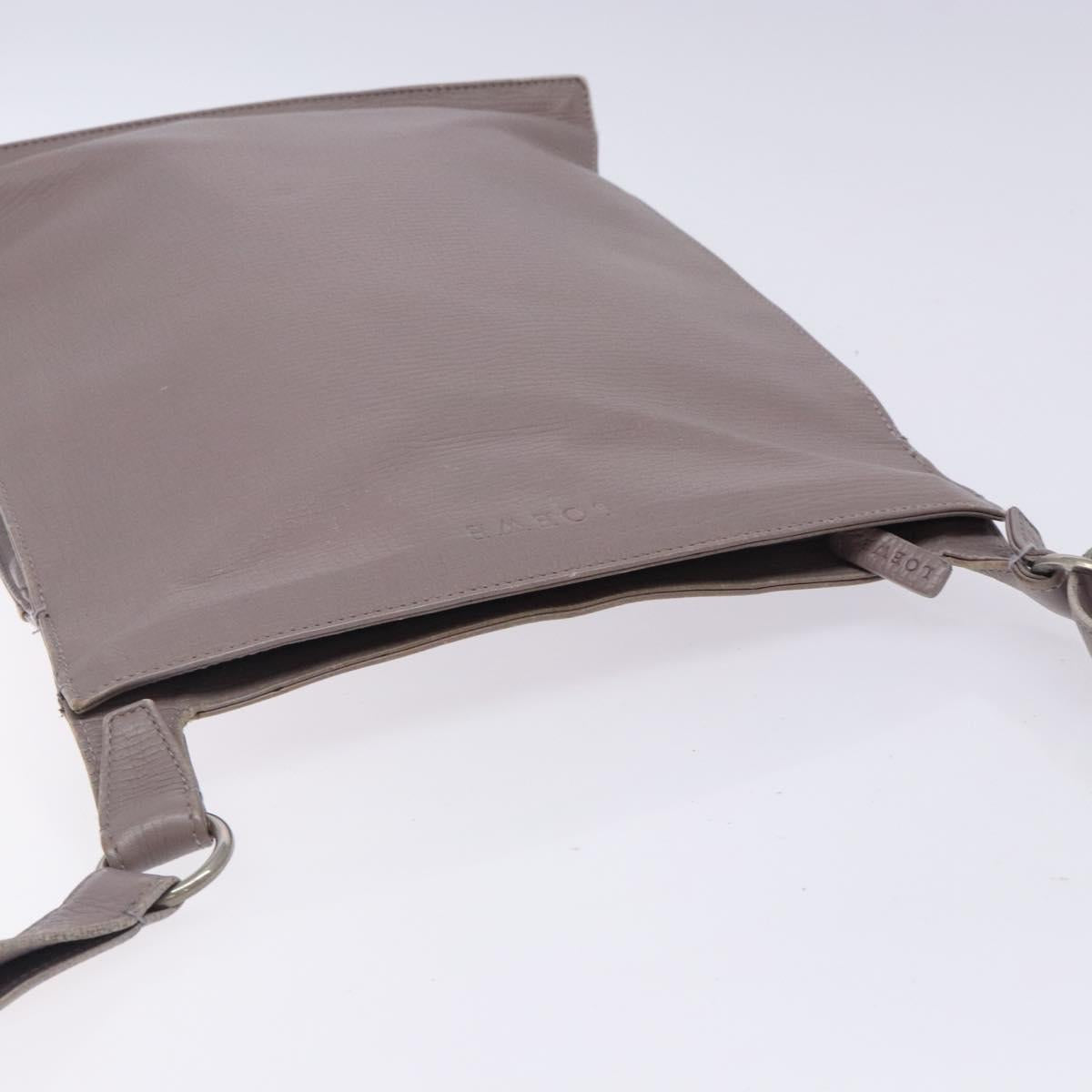 LOEWE Shoulder Bag Leather Gray Silver Auth fm4815