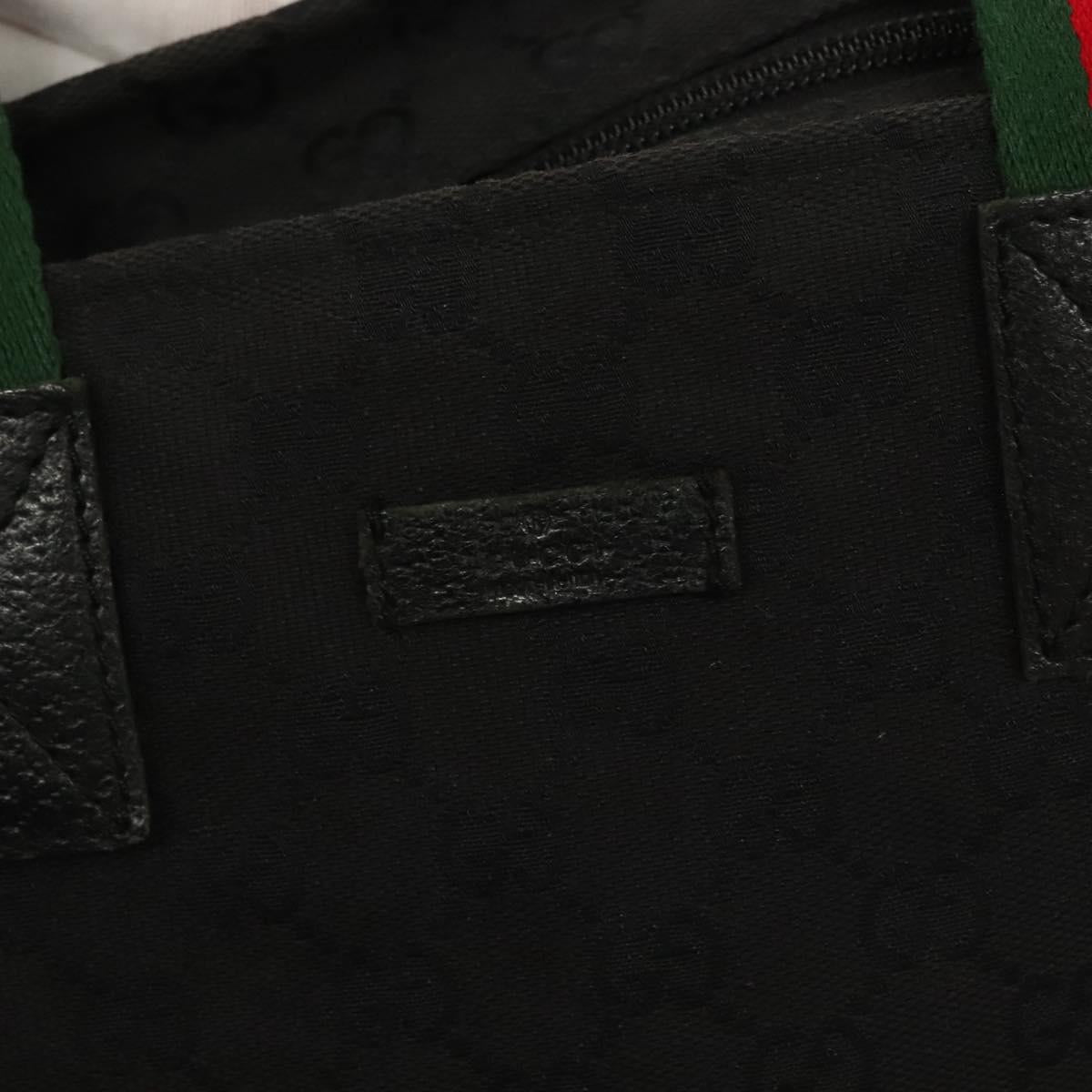 GUCCI GG Canvas Web Sherry Line Tote Bag Black Silver 131228 Auth fm4817