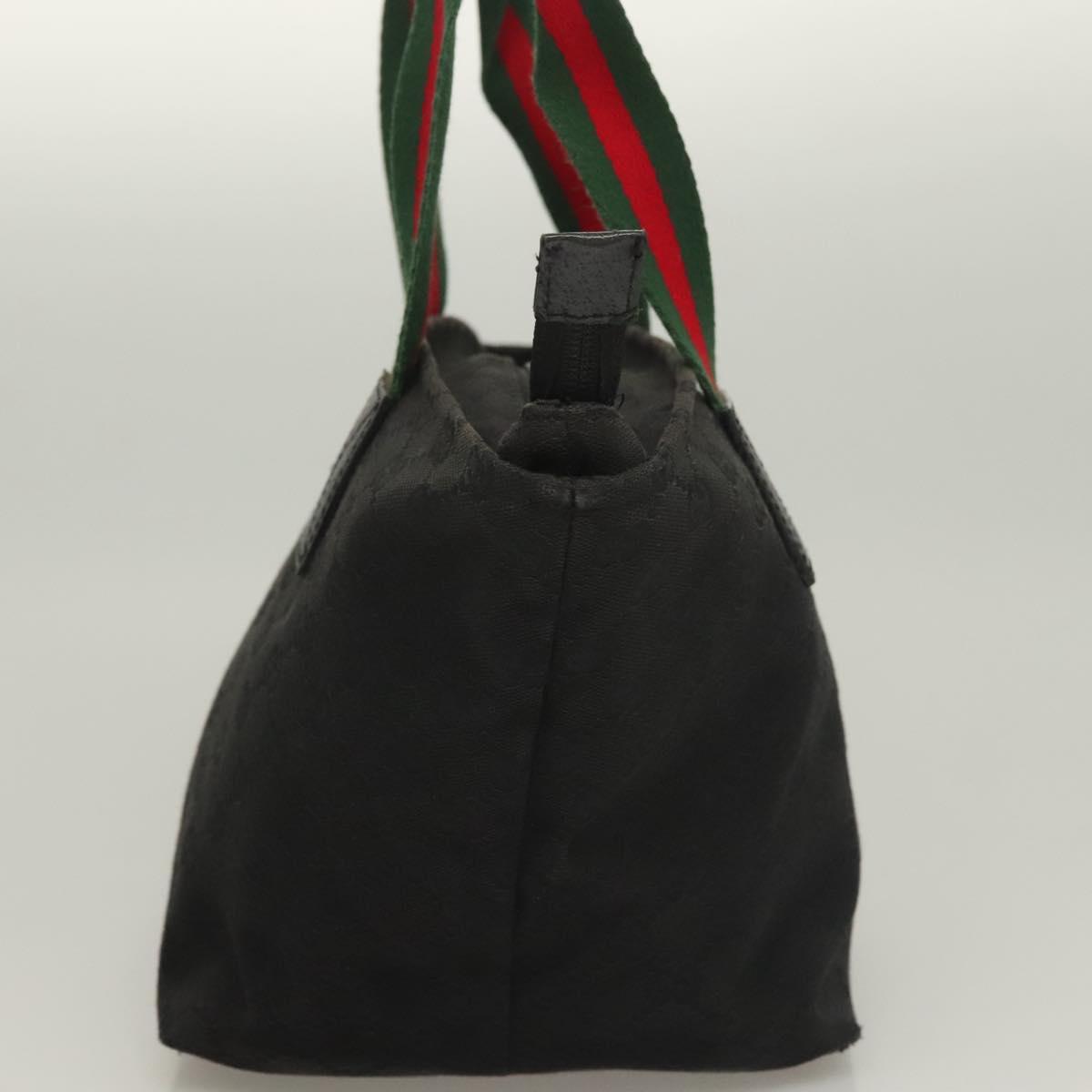 GUCCI GG Canvas Web Sherry Line Tote Bag Black Silver 131228 Auth fm4817