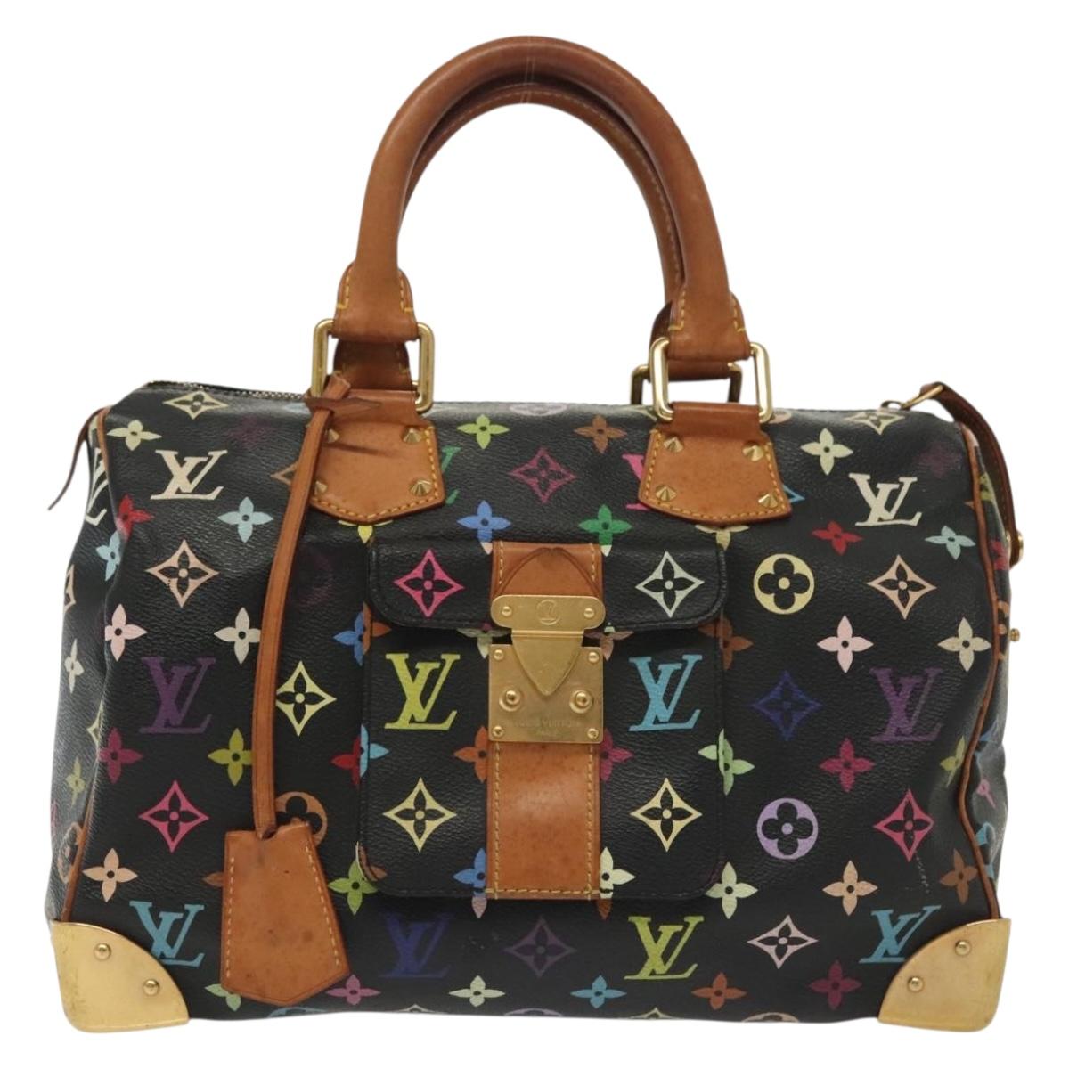 LOUIS VUITTON Monogram Multicolor Speedy 30 Hand Bag Black M92642 LV Auth fm4819