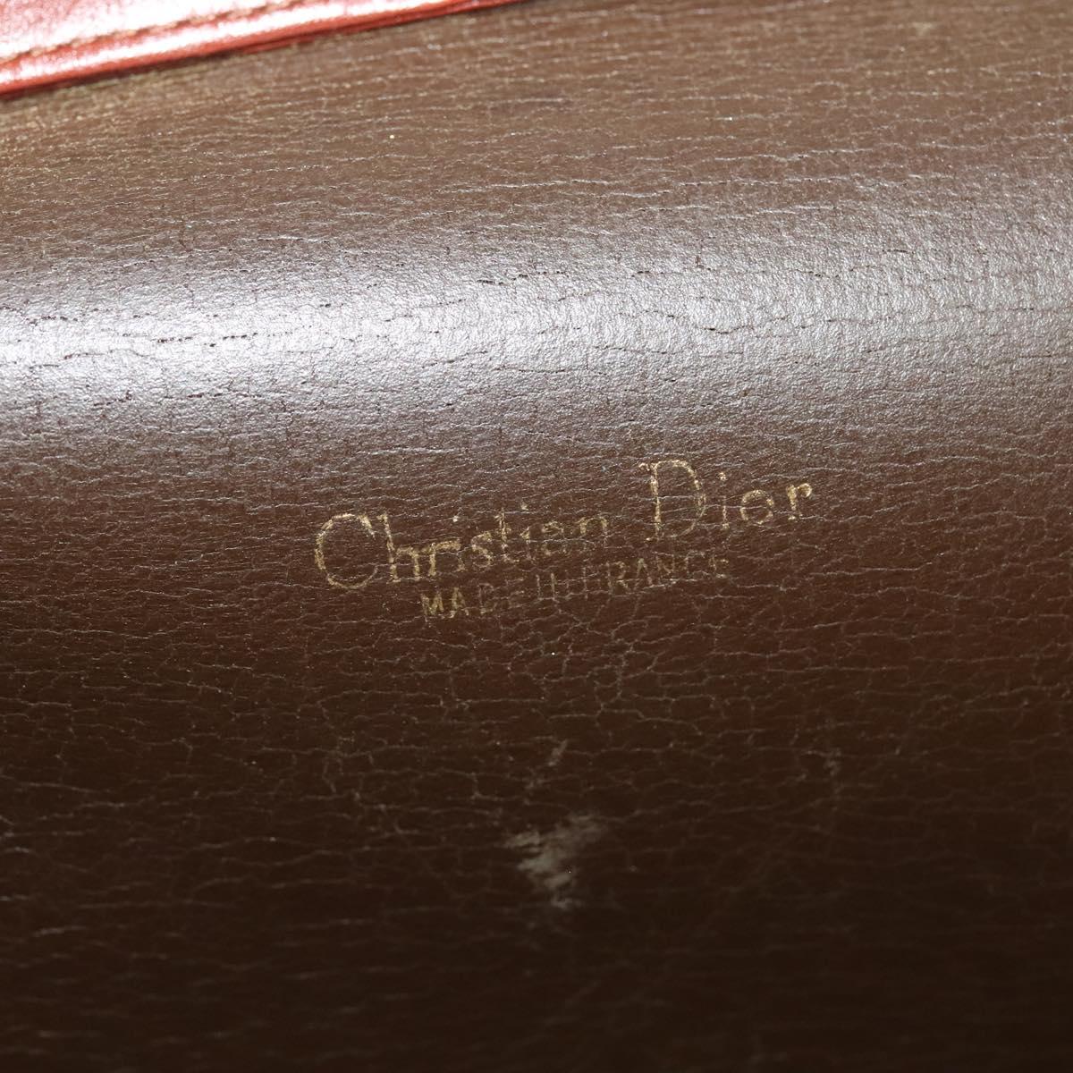 Christian Dior Shoulder Bag Leather Brown Gold Auth fm4829