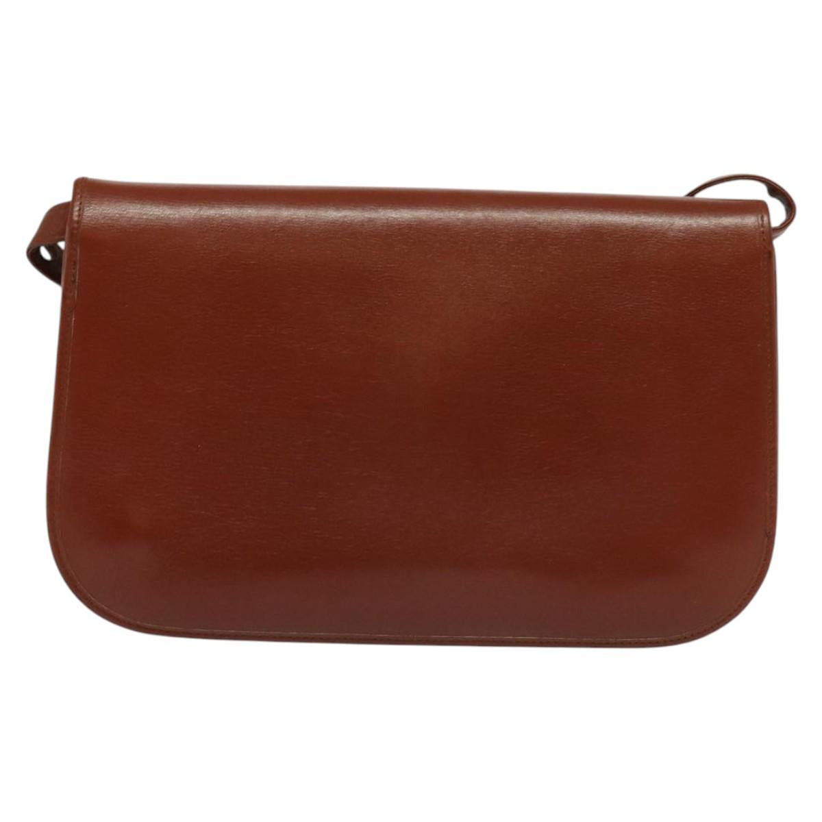 Christian Dior Shoulder Bag Leather Brown Gold Auth fm4829