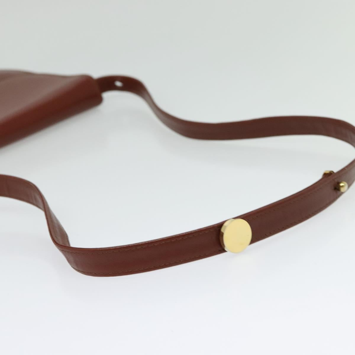 Christian Dior Shoulder Bag Leather Brown Gold Auth fm4829