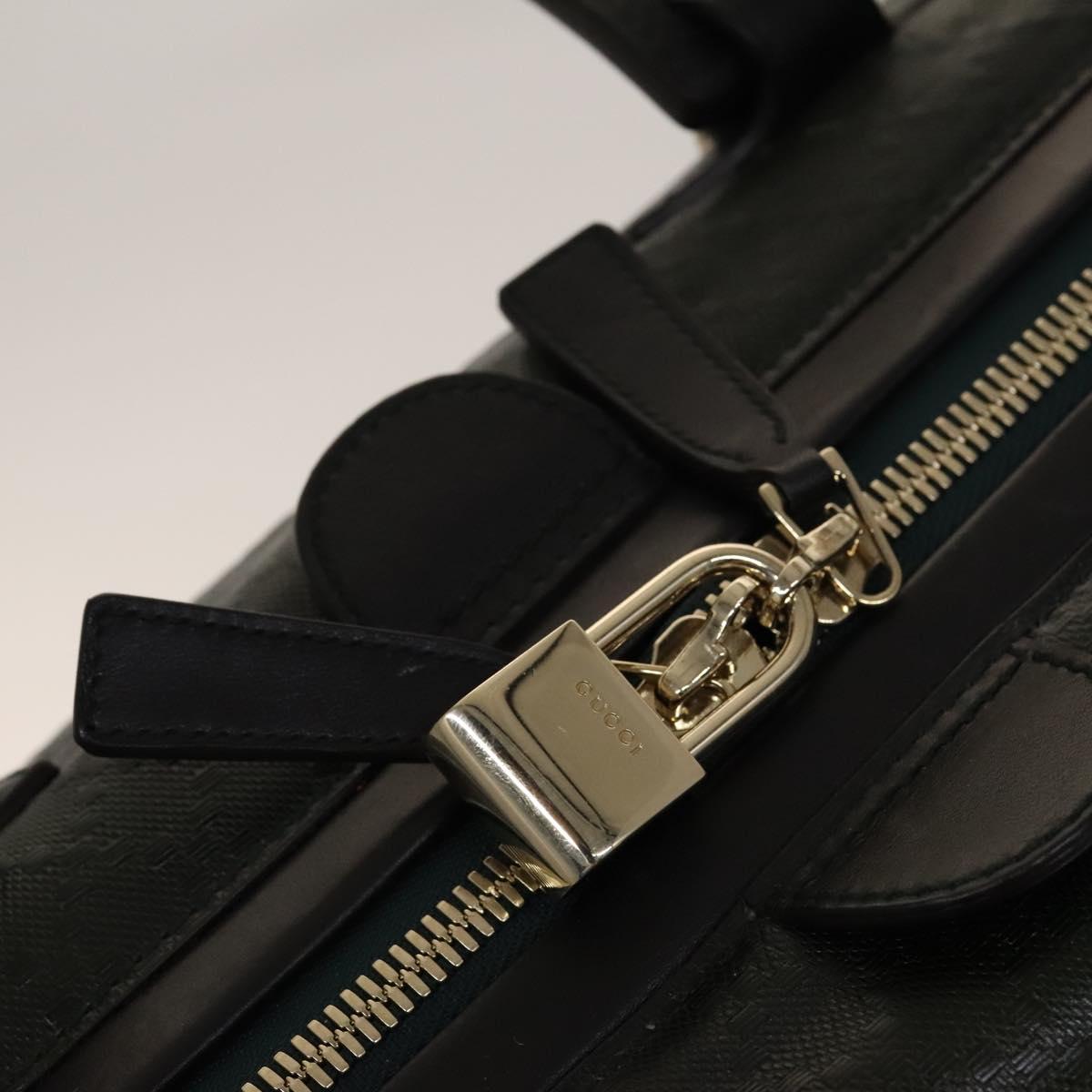 GUCCI Diamante Boston Bag PVC Khaki Black gold Auth fm4834