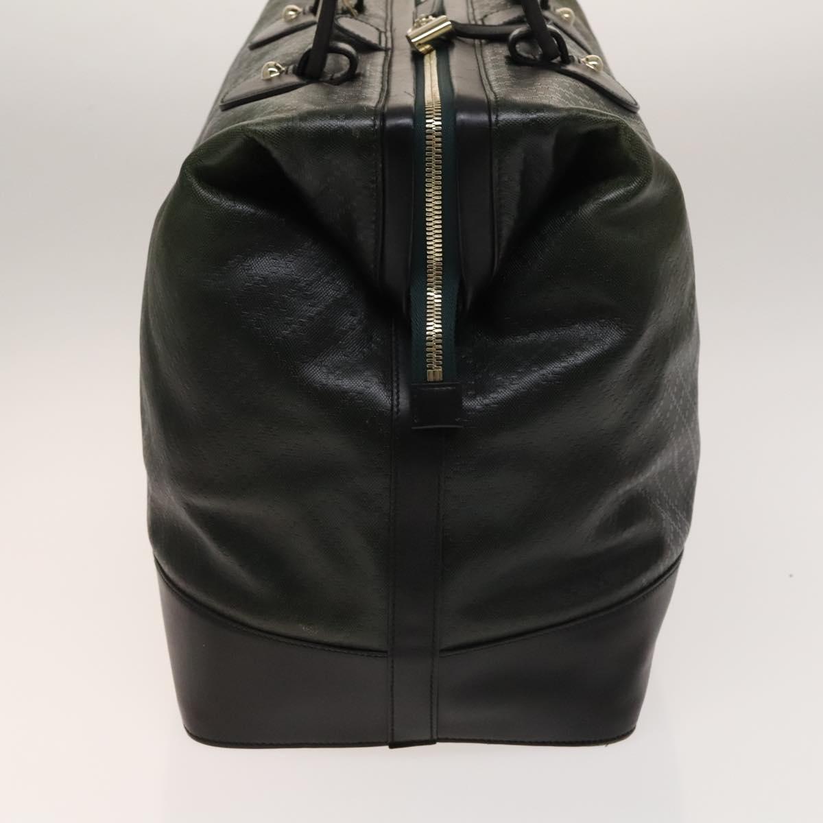 GUCCI Diamante Boston Bag PVC Khaki Black gold Auth fm4834