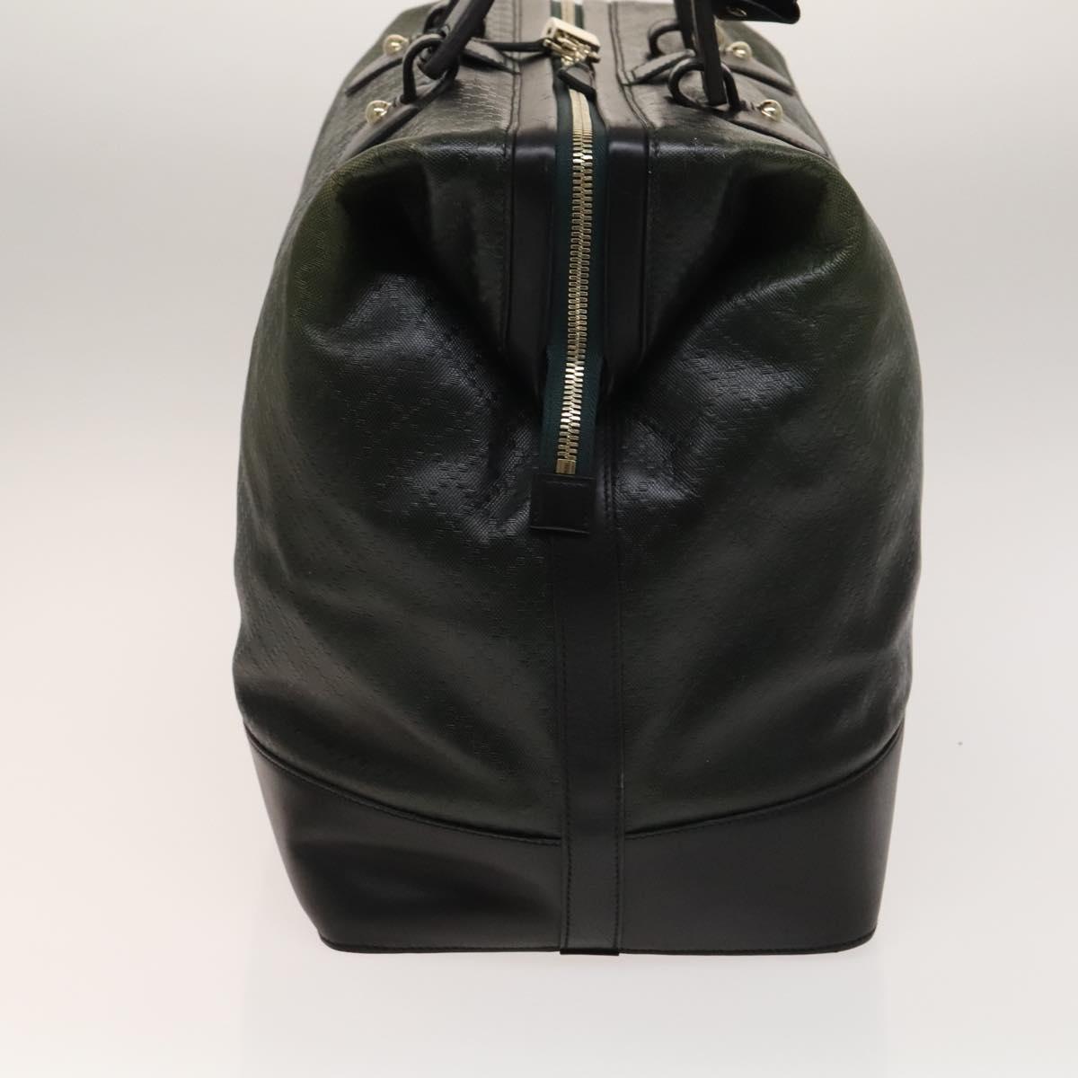 GUCCI Diamante Boston Bag PVC Khaki Black gold Auth fm4834