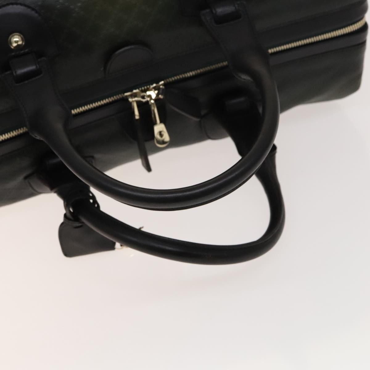 GUCCI Diamante Boston Bag PVC Khaki Black gold Auth fm4834
