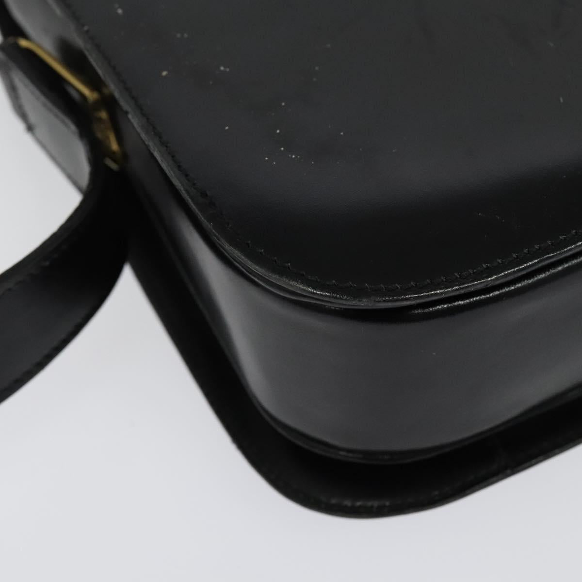 CELINE Shoulder Bag Leather Black Gold Auth fm4838