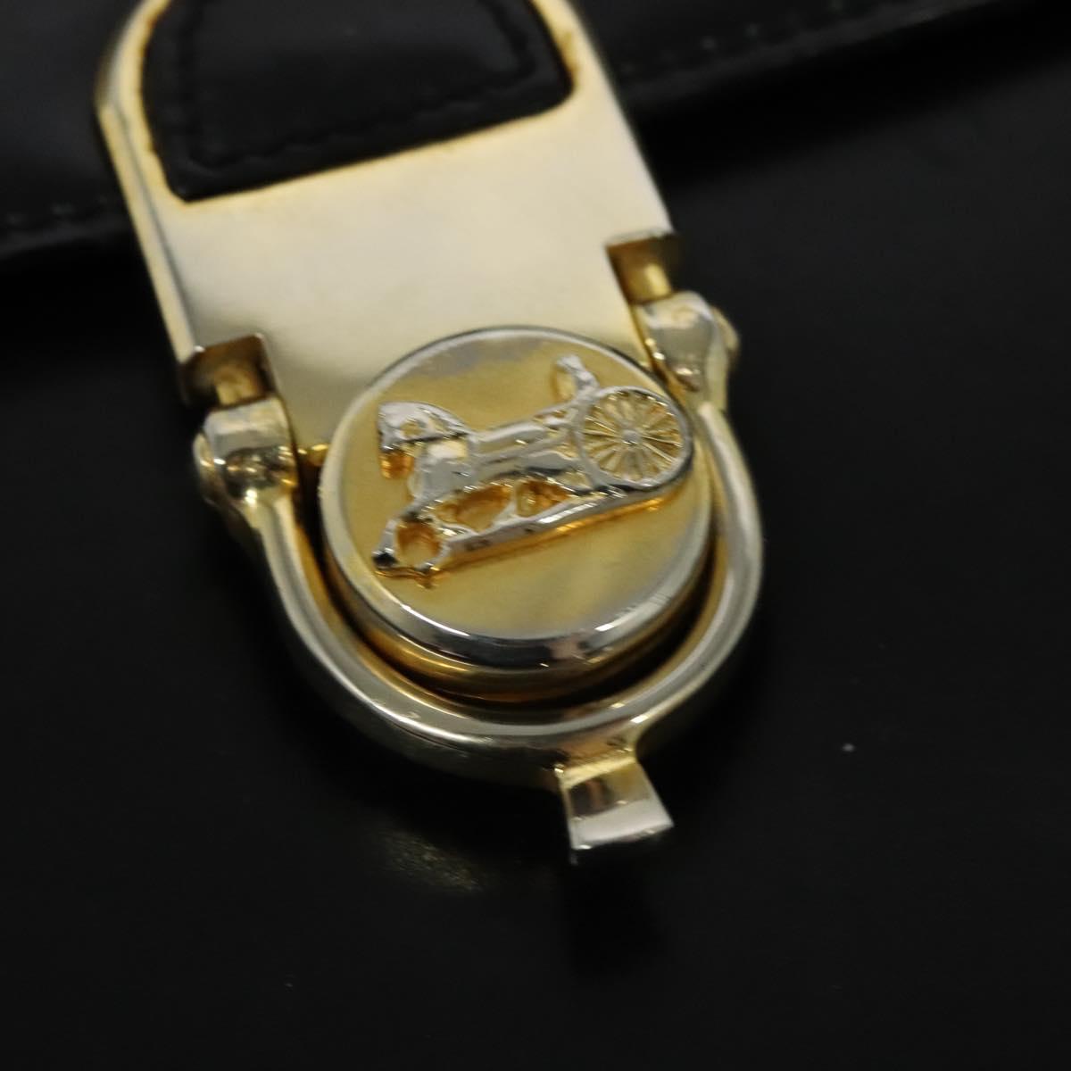 CELINE Shoulder Bag Leather Black Gold Auth fm4838
