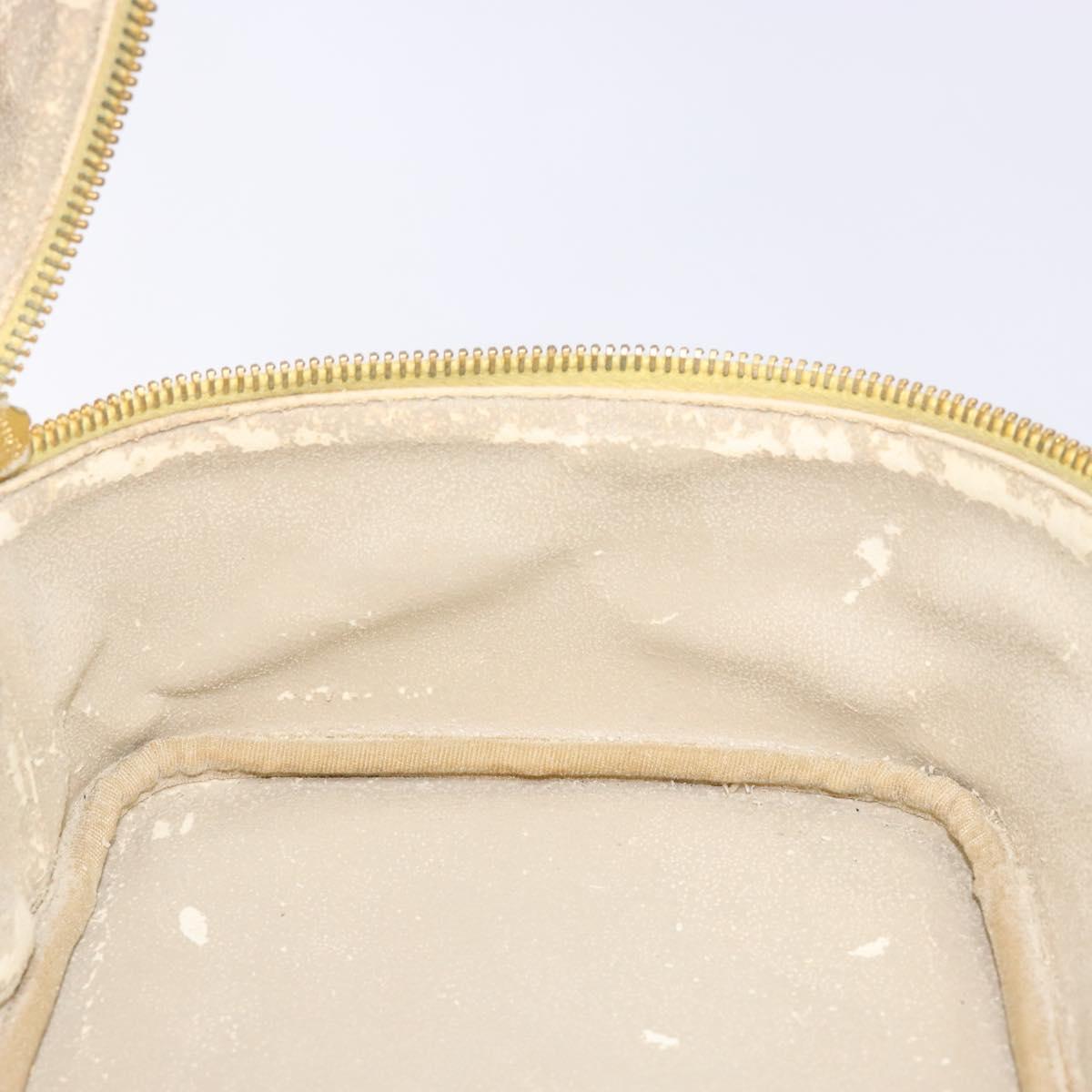 CHANEL COCO Mark Vanity Pouch Caviar Skin Yellow Gold CC Auth fm4842