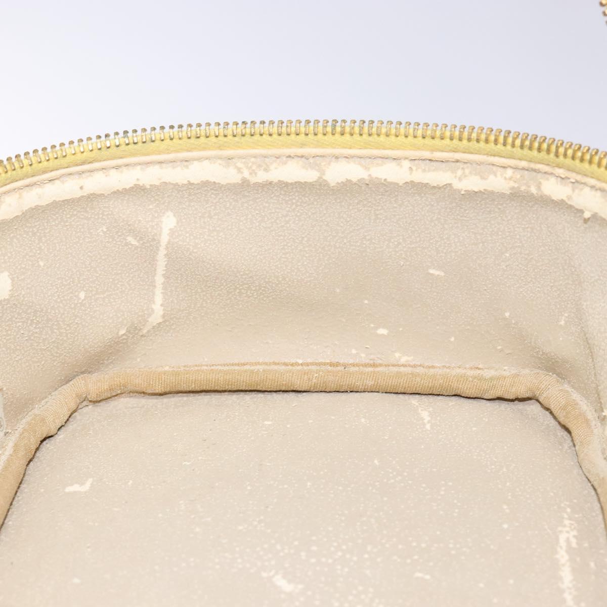 CHANEL COCO Mark Vanity Pouch Caviar Skin Yellow Gold CC Auth fm4842