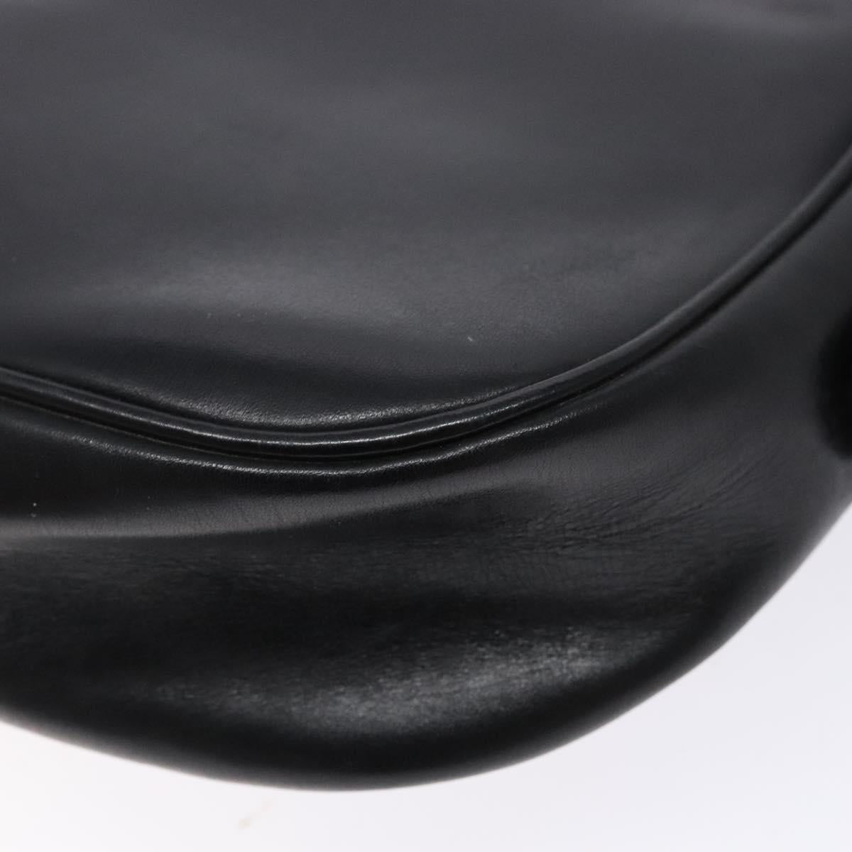 CELINE Shoulder Bag Leather Black Gold Auth fm4845