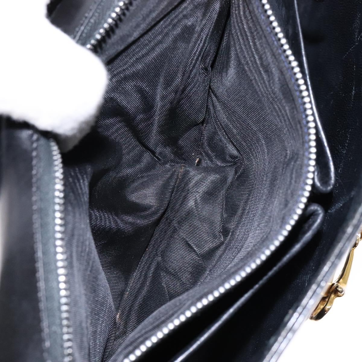 CELINE Shoulder Bag Leather Black Gold Auth fm4845
