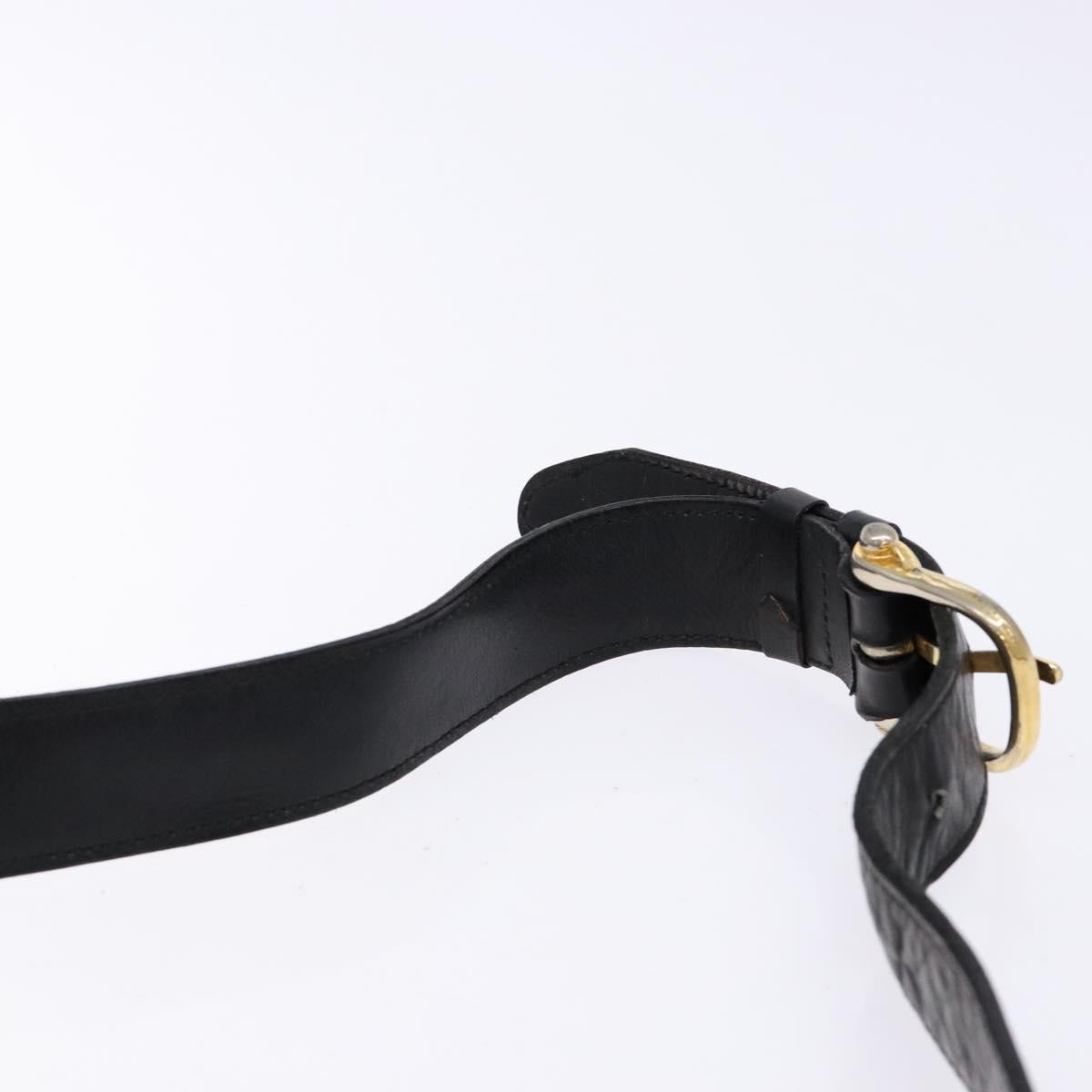 CELINE Shoulder Bag Leather Black Gold Auth fm4845
