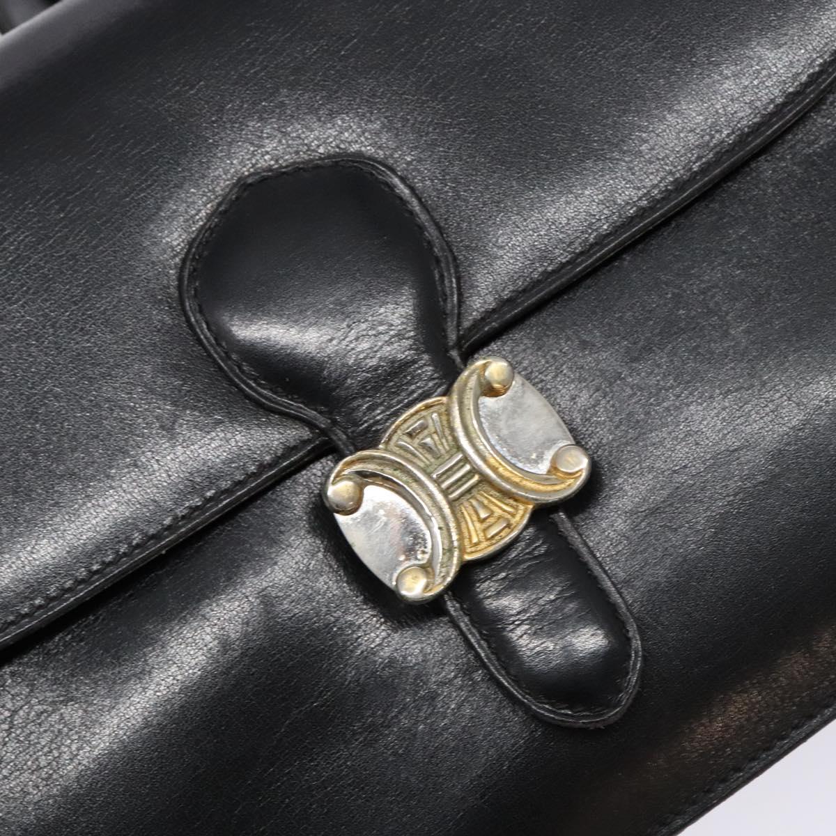 CELINE Shoulder Bag Leather Black Gold Auth fm4846