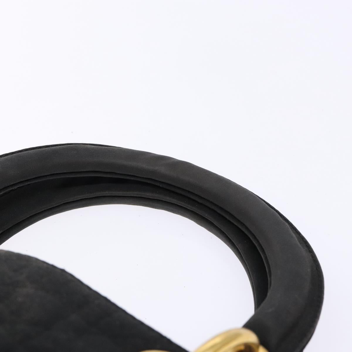 Christian Dior Canage Hand Bag Nylon Black Gold Auth fm4847