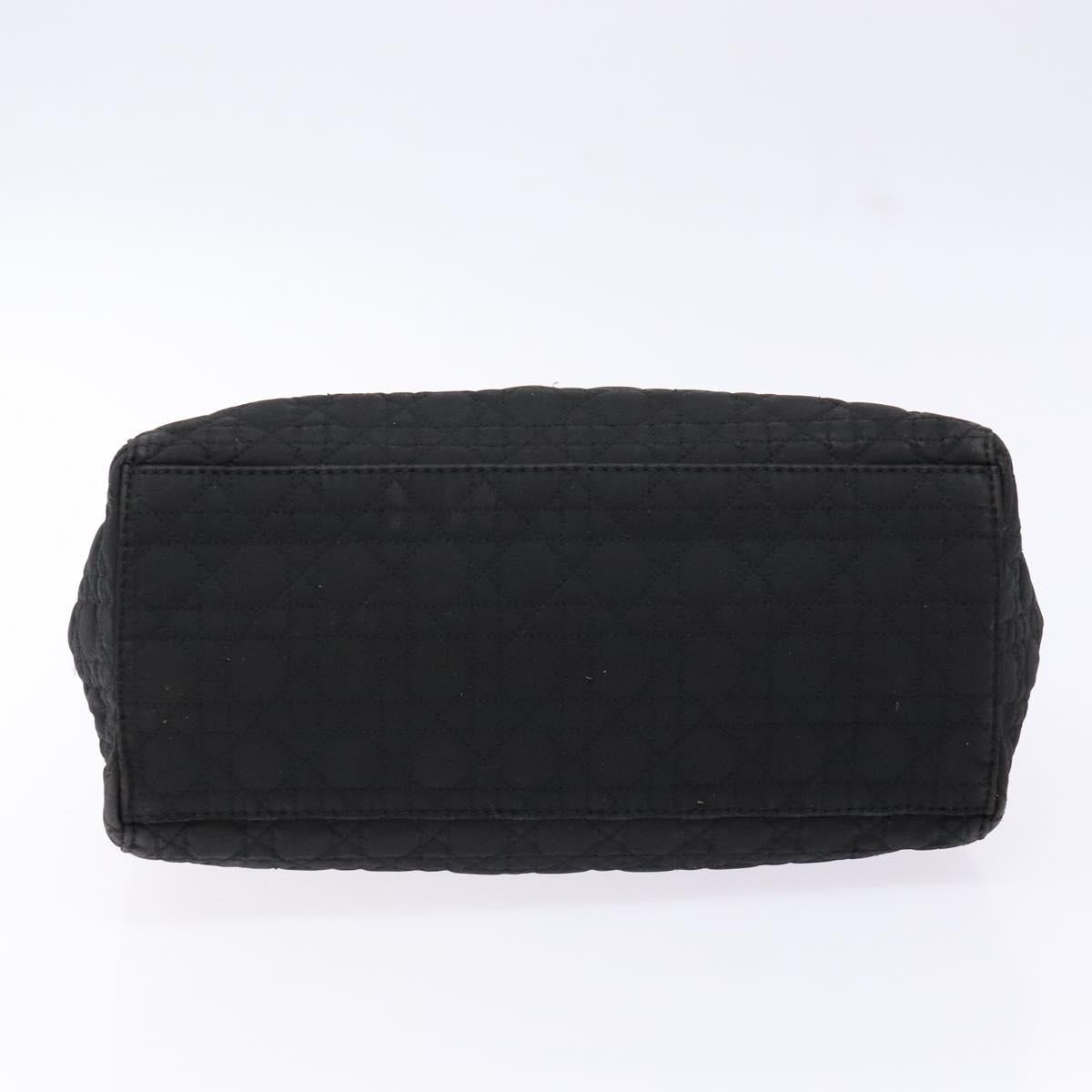 Christian Dior Canage Hand Bag Nylon Black Gold Auth fm4847
