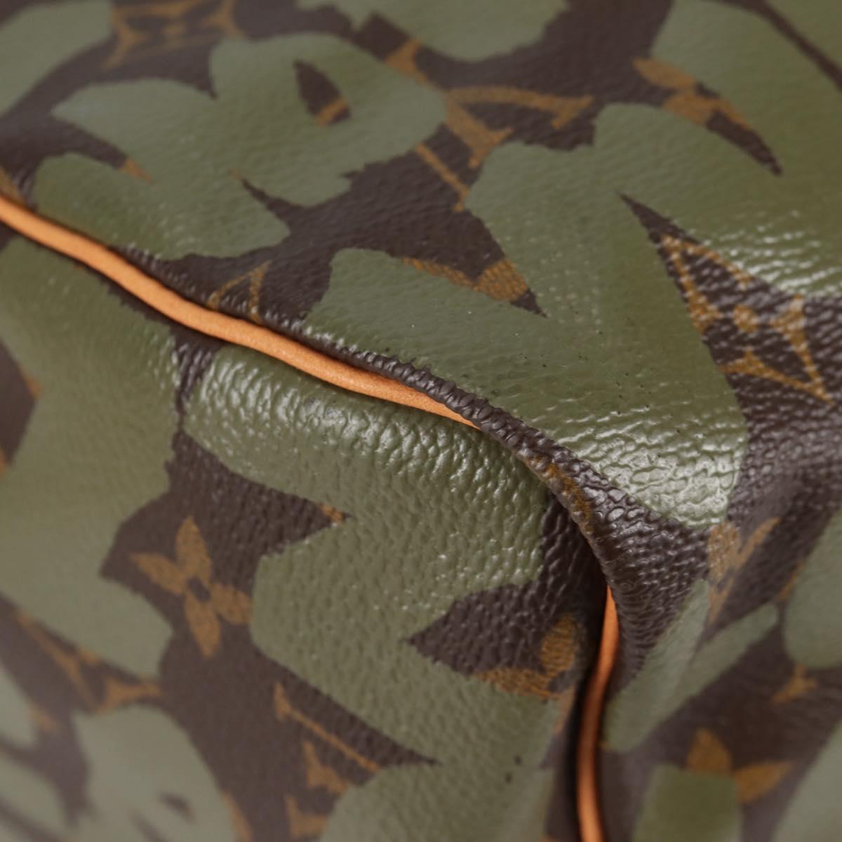 LOUIS VUITTON Monogram Graffiti Speedy 30 Bag Green Khaki M92194 Auth fm4850V