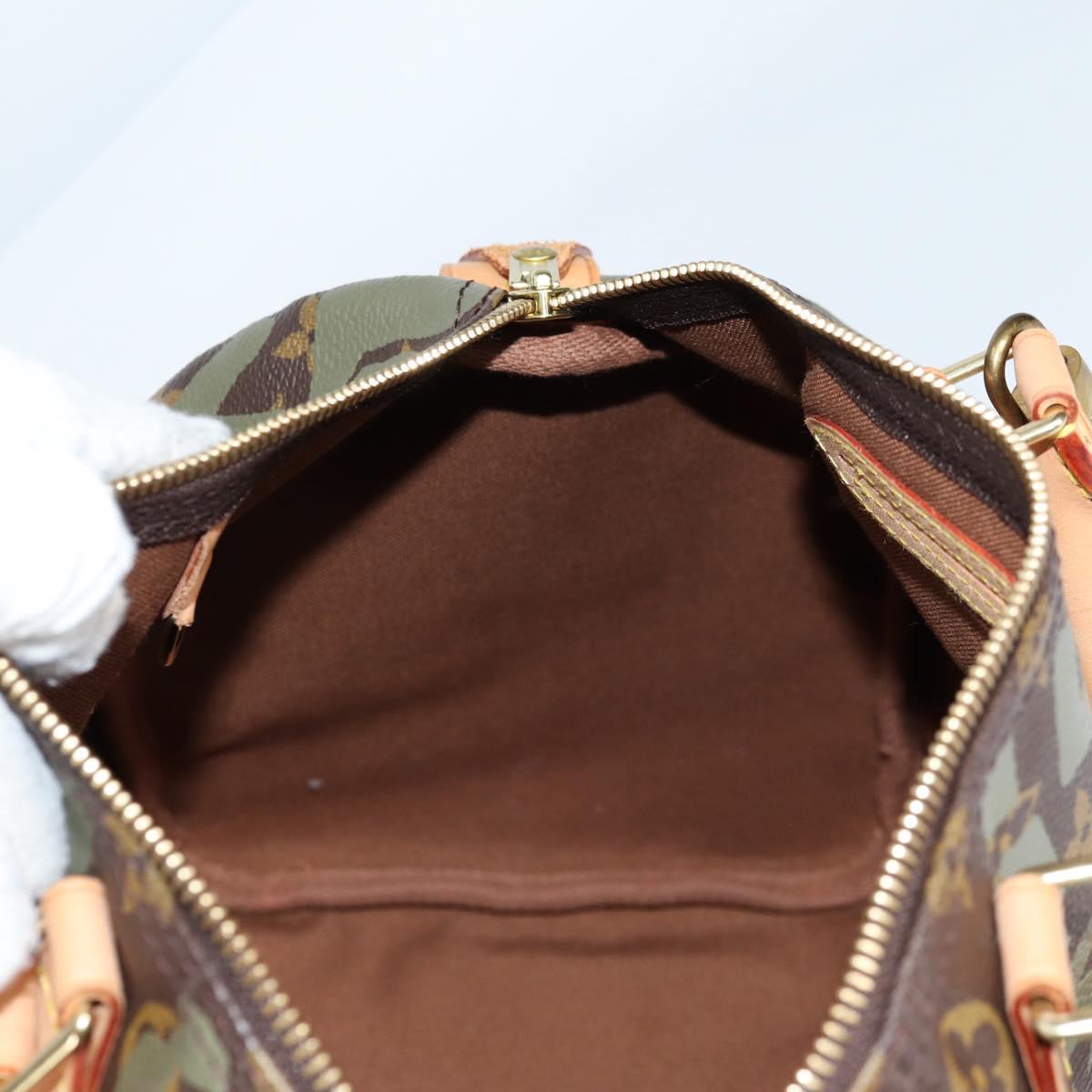 LOUIS VUITTON Monogram Graffiti Speedy 30 Bag Green Khaki M92194 Auth fm4850V