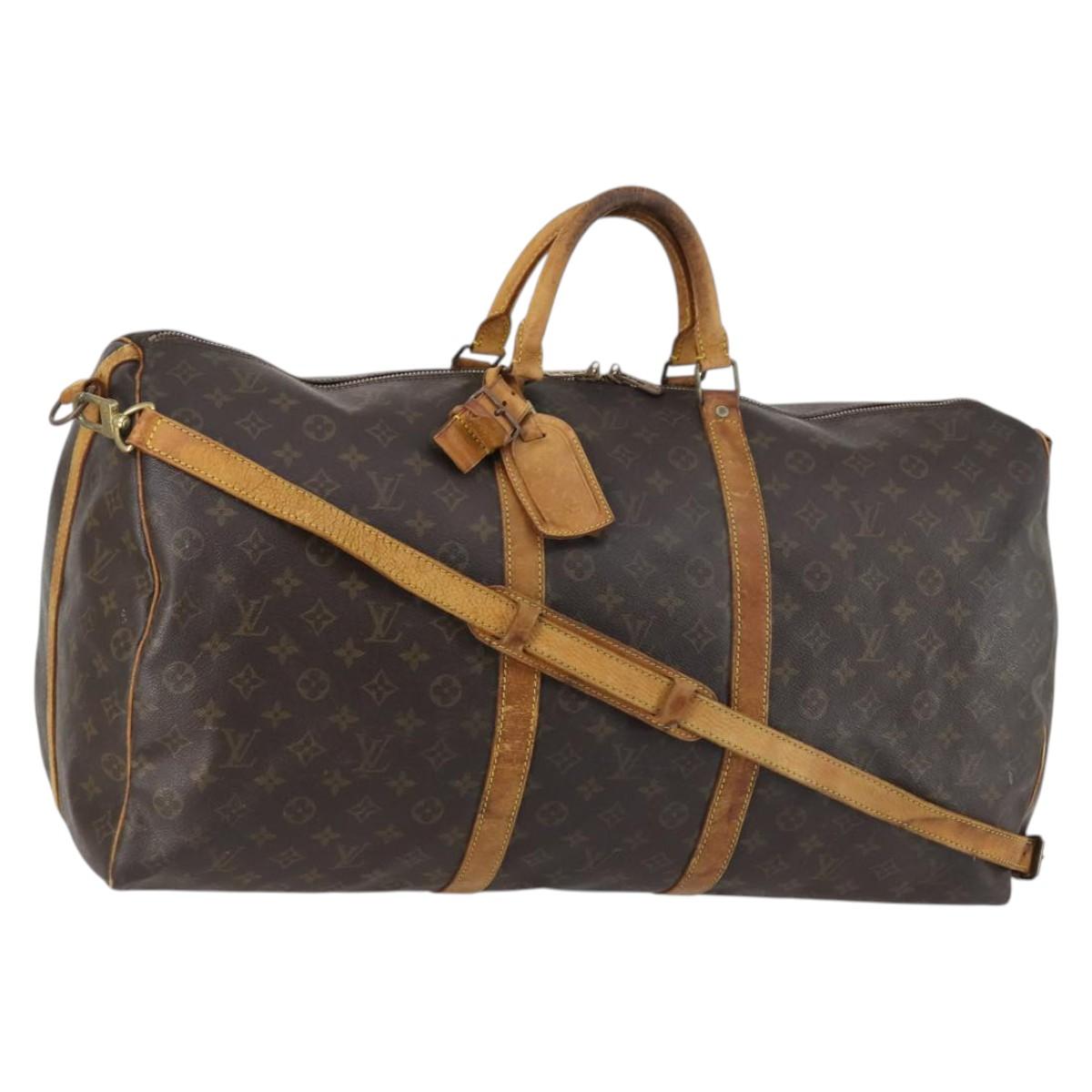 LOUIS VUITTON Monogram Keepall Bandouliere 60 Boston Bag M41412 LV Auth fm4855
