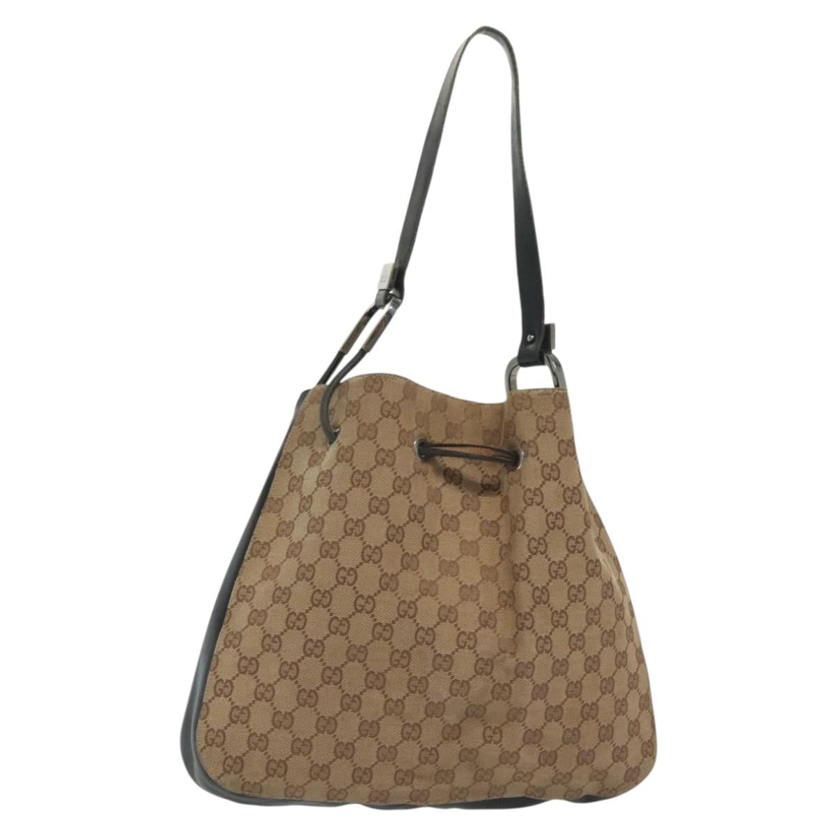 GUCCI GG Canvas Shoulder Bag Beige Gold 001 3746 Auth fm4857