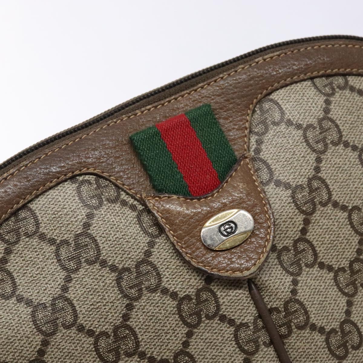 GUCCI GG Supreme Web Sherry Line Bag PVC Beige Gold 98 02 047 Auth fm4861