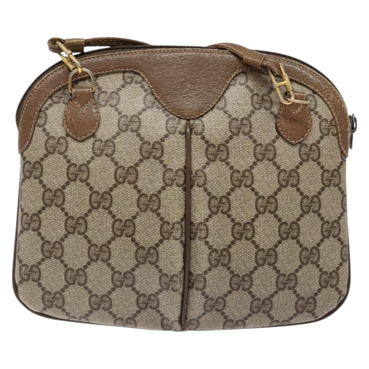 GUCCI GG Supreme Web Sherry Line Bag PVC Beige Gold 98 02 047 Auth fm4861