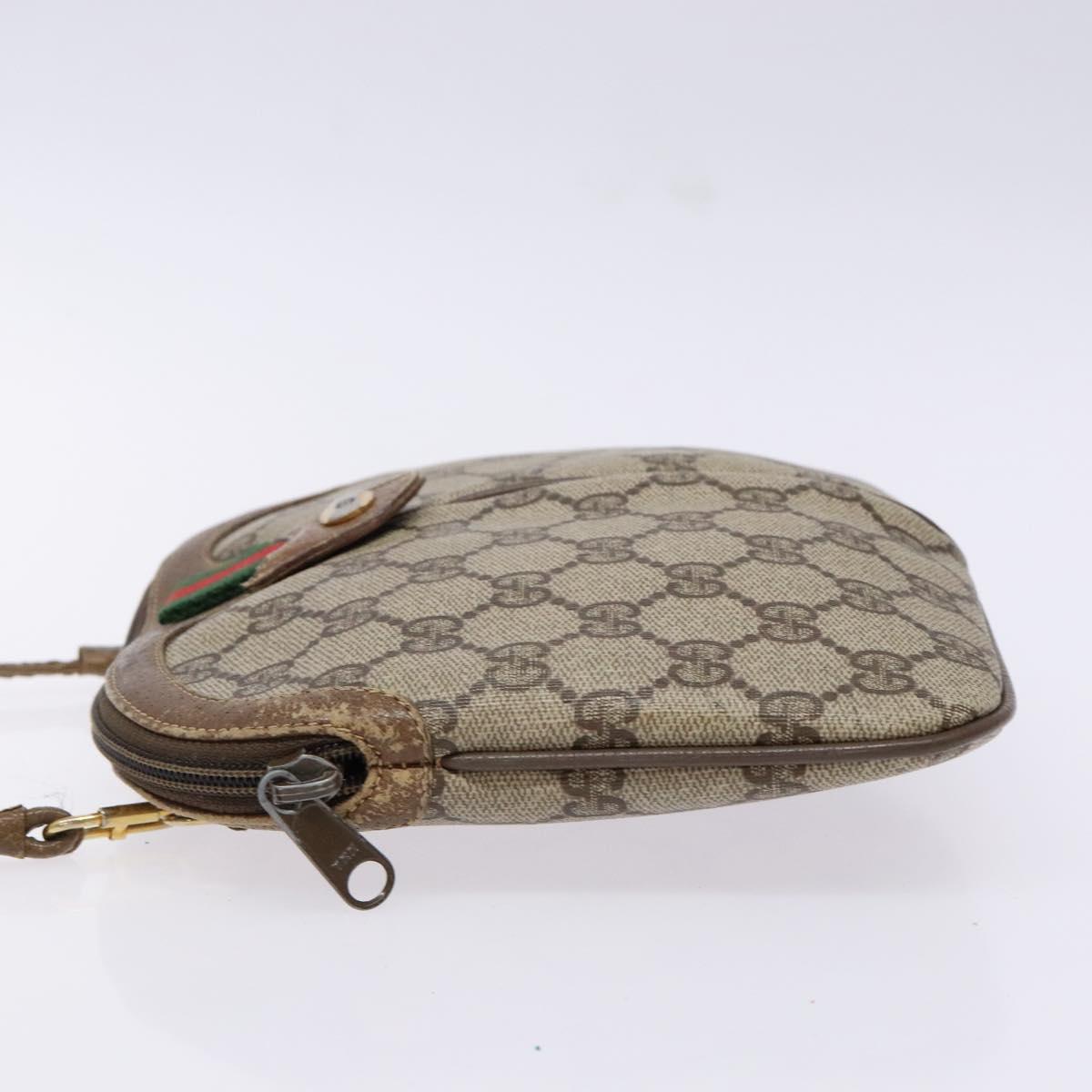GUCCI GG Supreme Web Sherry Line Bag PVC Beige Gold 98 02 047 Auth fm4861