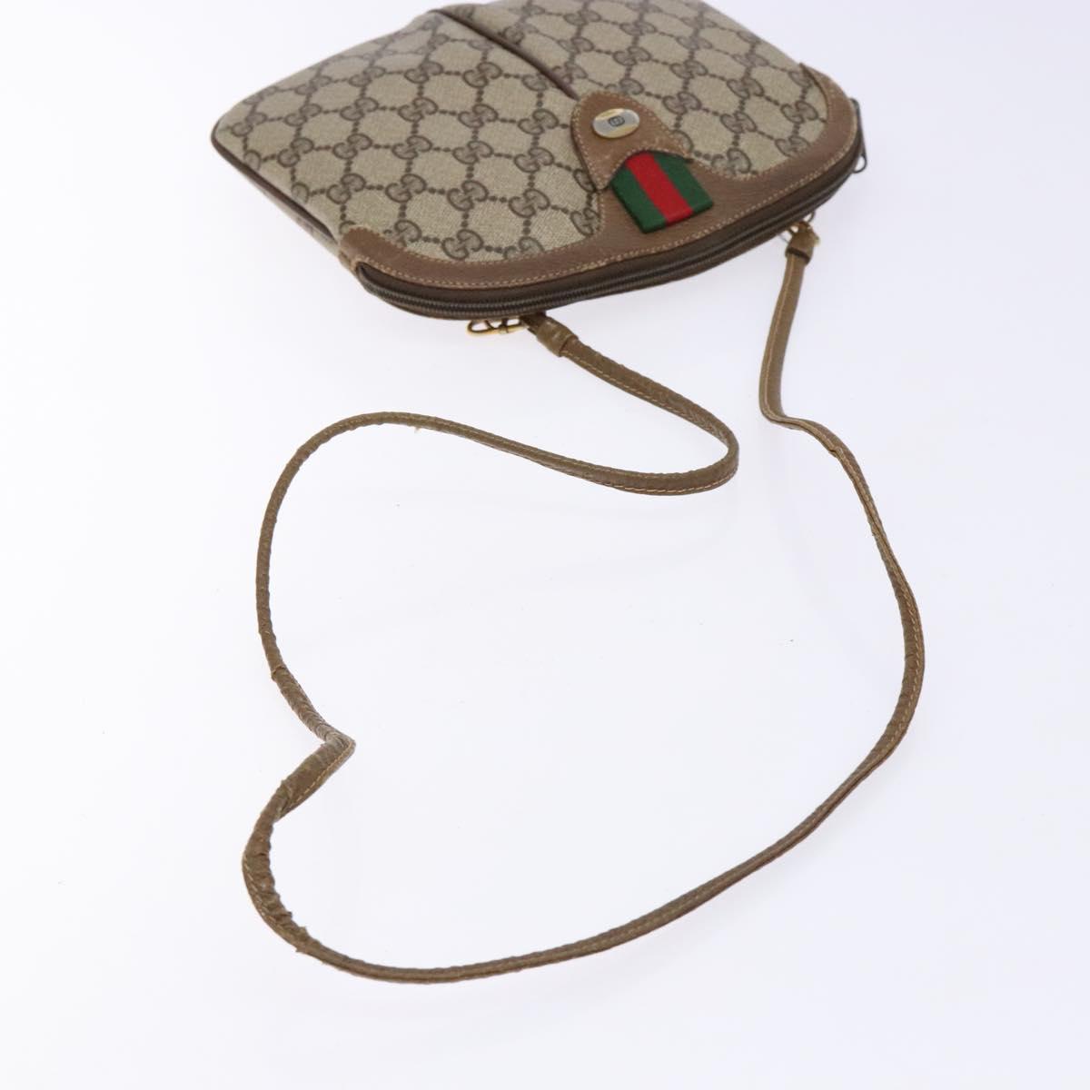 GUCCI GG Supreme Web Sherry Line Bag PVC Beige Gold 98 02 047 Auth fm4861