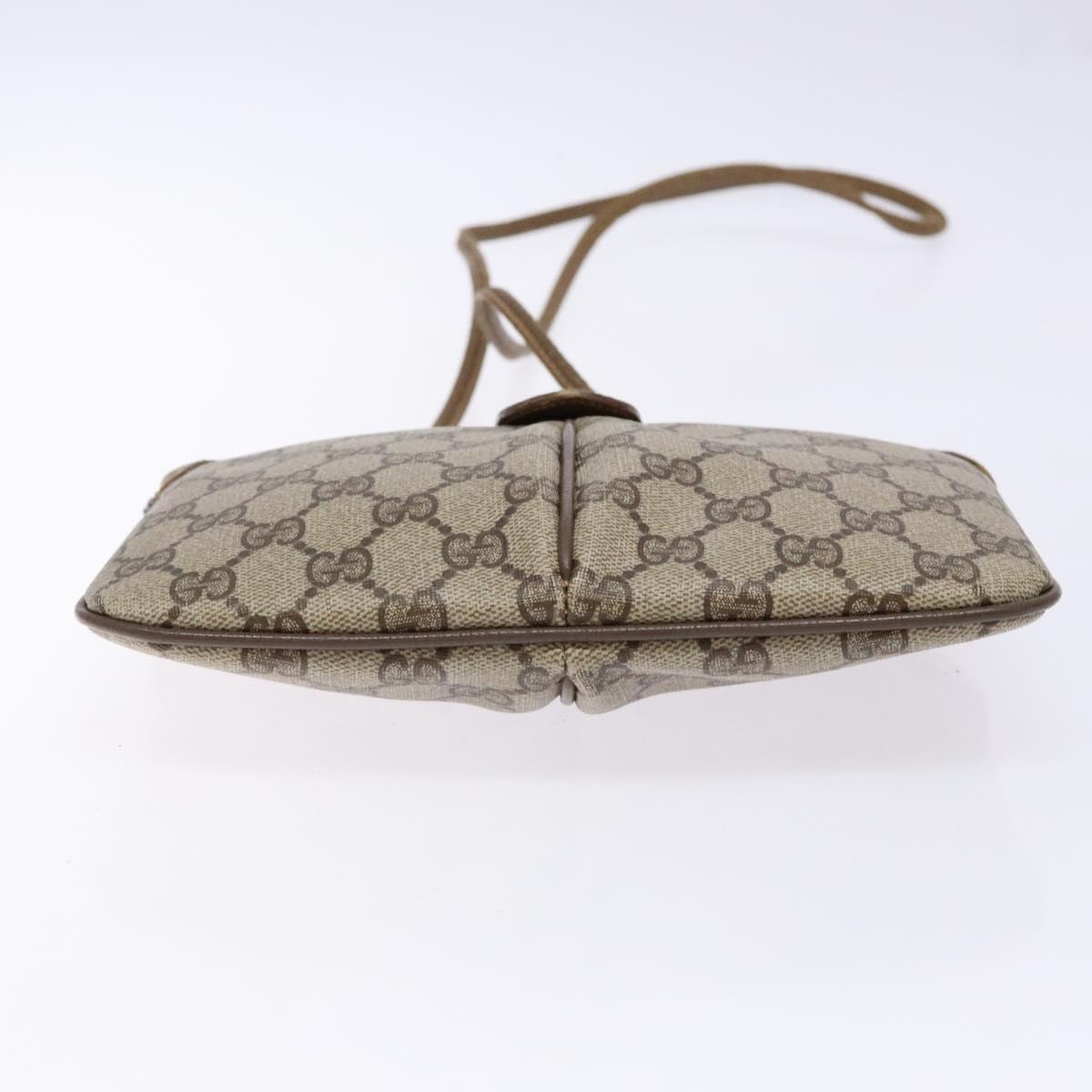 GUCCI GG Supreme Web Sherry Line Bag PVC Beige Gold 98 02 047 Auth fm4861