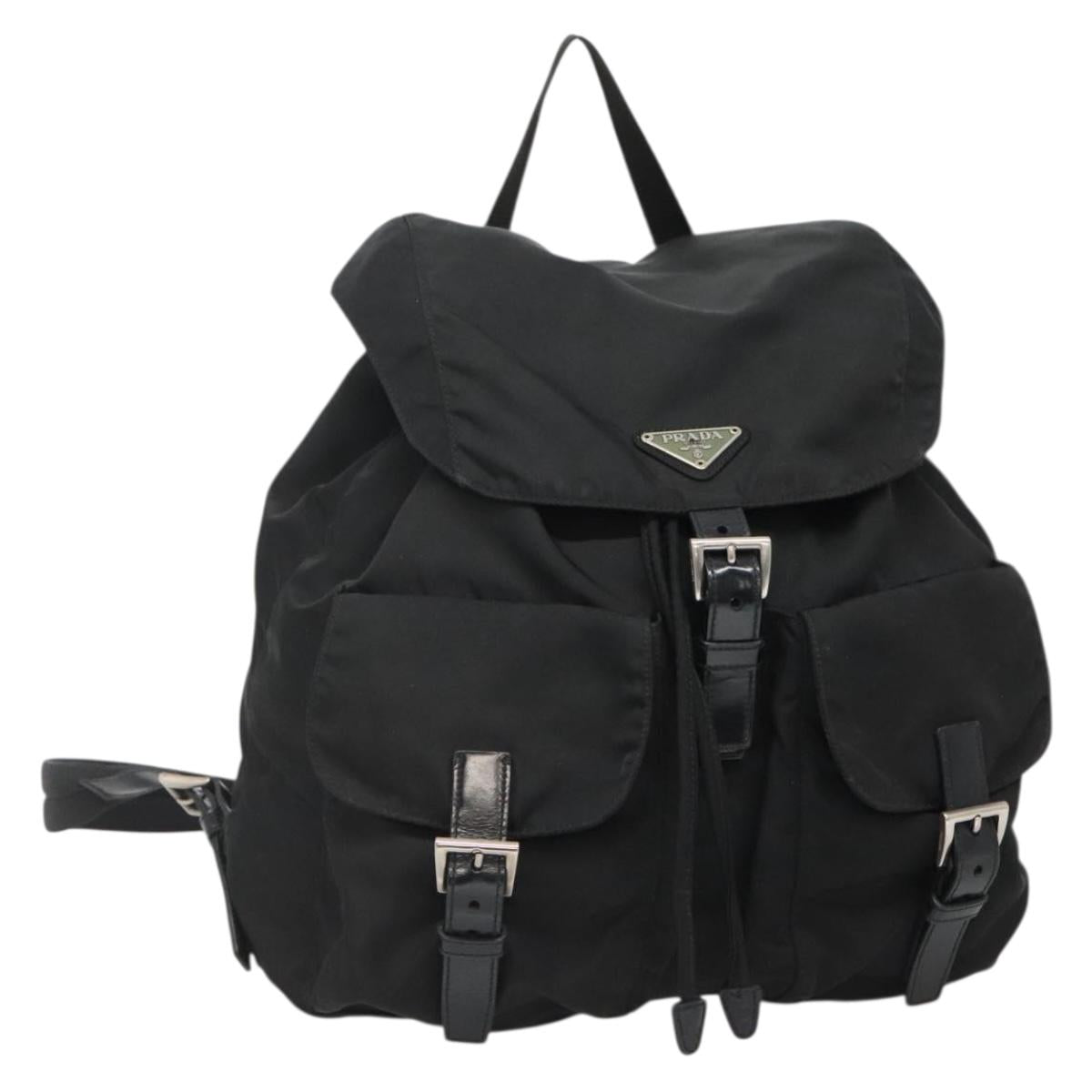 PRADA Backpack Nylon Black Silver Auth fm4864