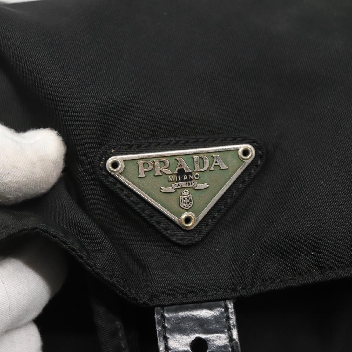 PRADA Backpack Nylon Black Silver Auth fm4864