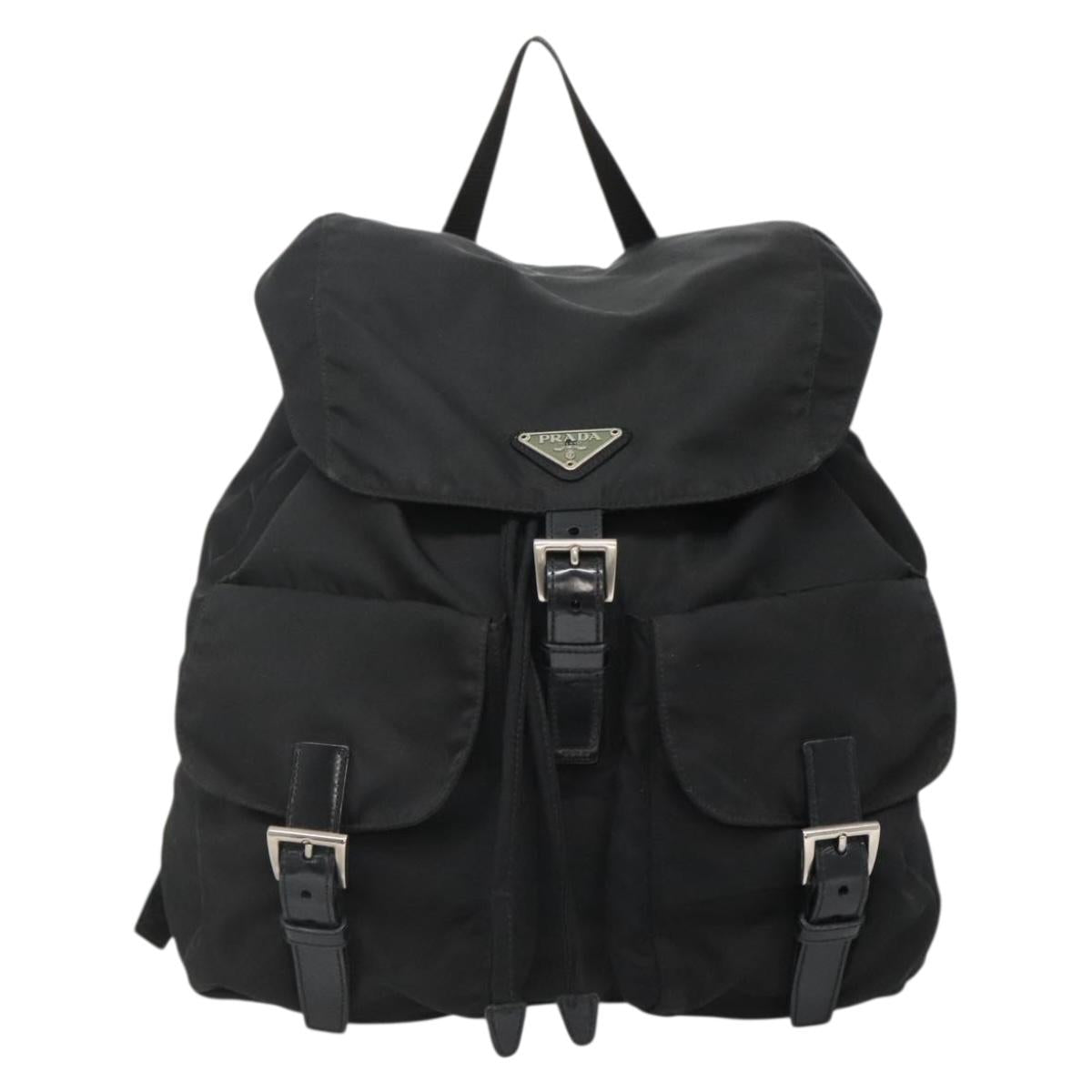 PRADA Backpack Nylon Black Silver Auth fm4864