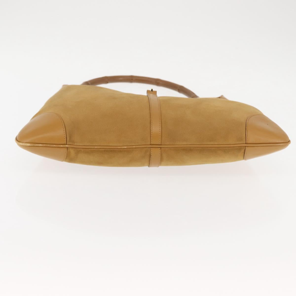 GUCCI Bamboo Jackie Shoulder Bag Suede Leather Brown Gold 001 4061 Auth fm4867