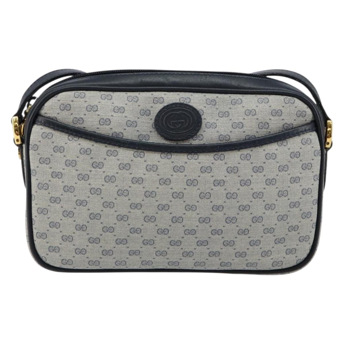 GUCCI Micro GG Supreme Shoulder Bag PVC Navy Gold 007 56 0095 Auth fm4868