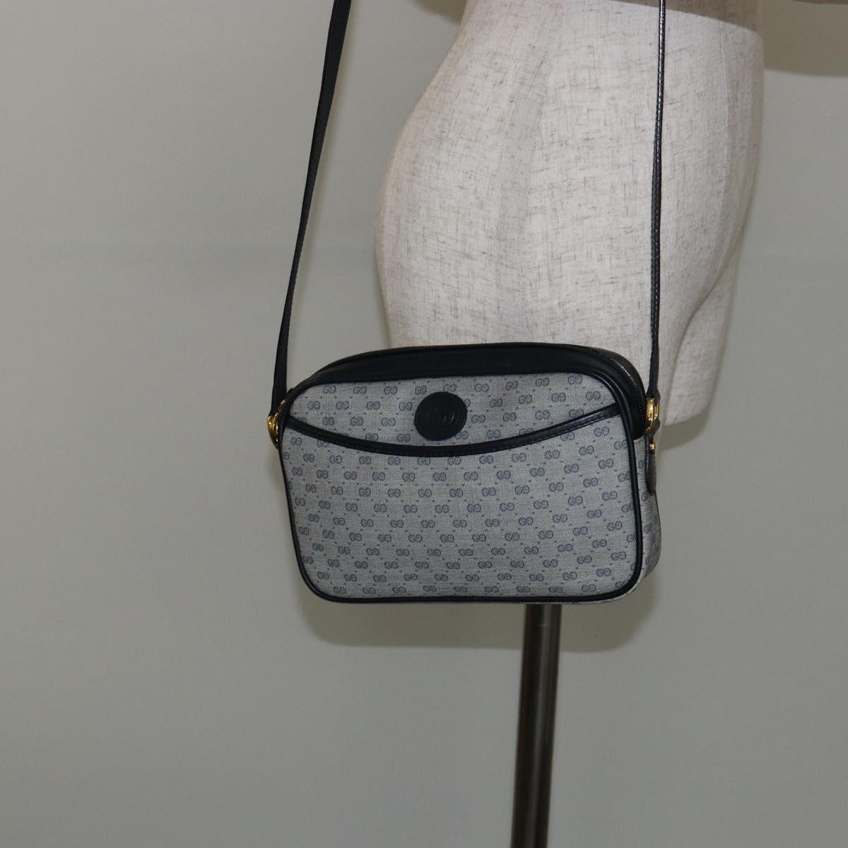 GUCCI Micro GG Supreme Shoulder Bag PVC Navy Gold 007 56 0095 Auth fm4868