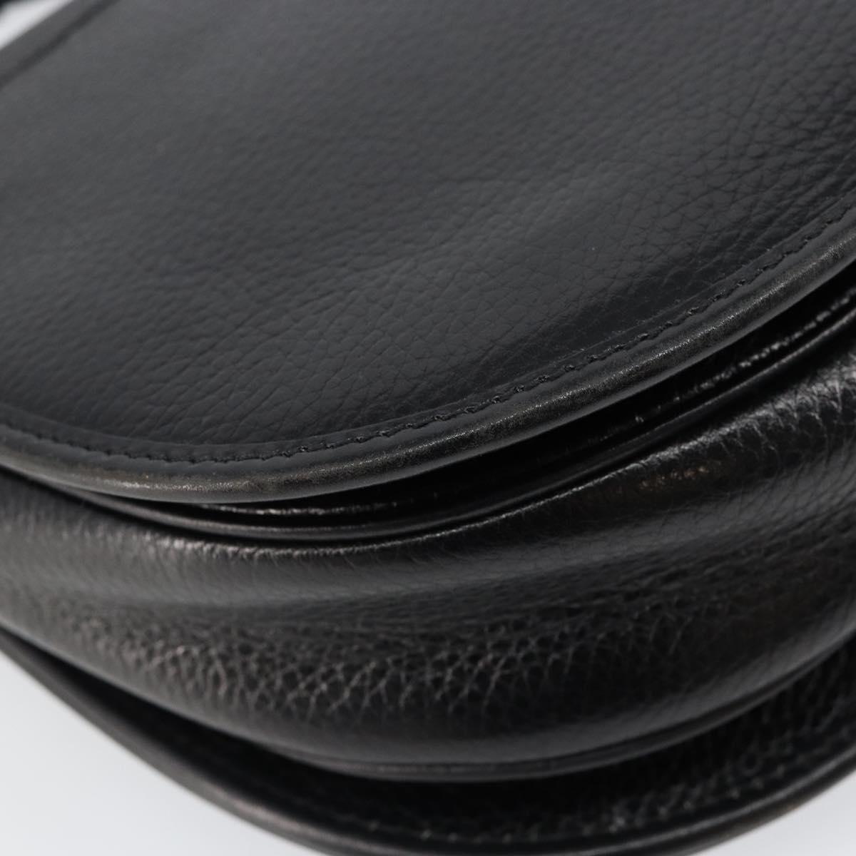 CELINE Shoulder Bag Leather Black Gold Auth fm4869