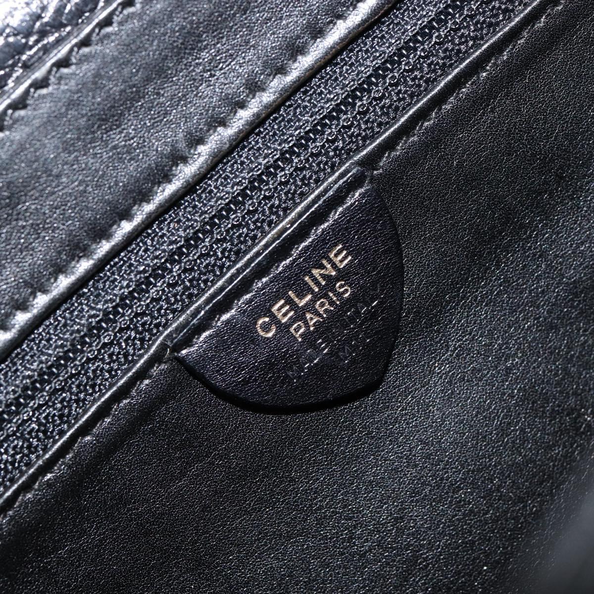 CELINE Shoulder Bag Leather Black Gold Auth fm4869