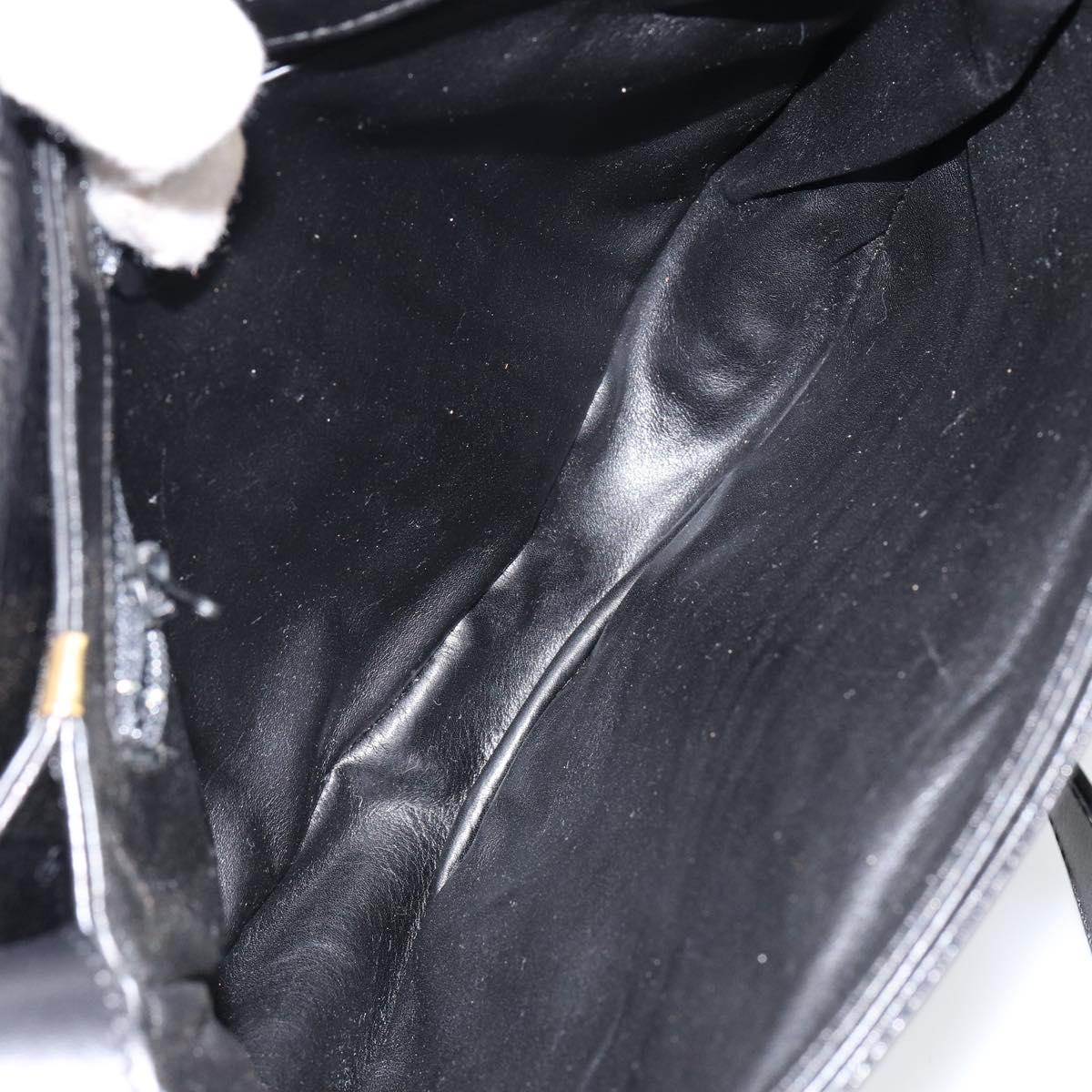 CELINE Shoulder Bag Leather Black Gold Auth fm4869