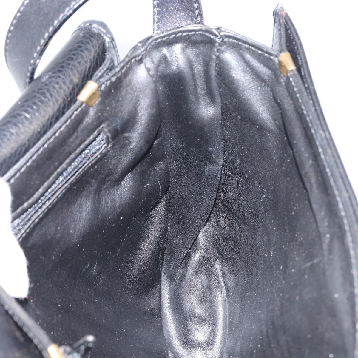 CELINE Shoulder Bag Leather Black Gold Auth fm4869