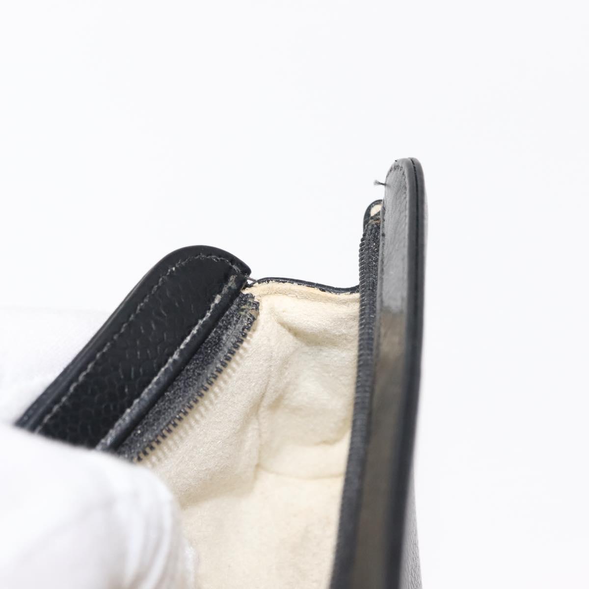 CHANEL COCO Mark Coin Purse Caviar Skin Black Gold CC Auth fm4870