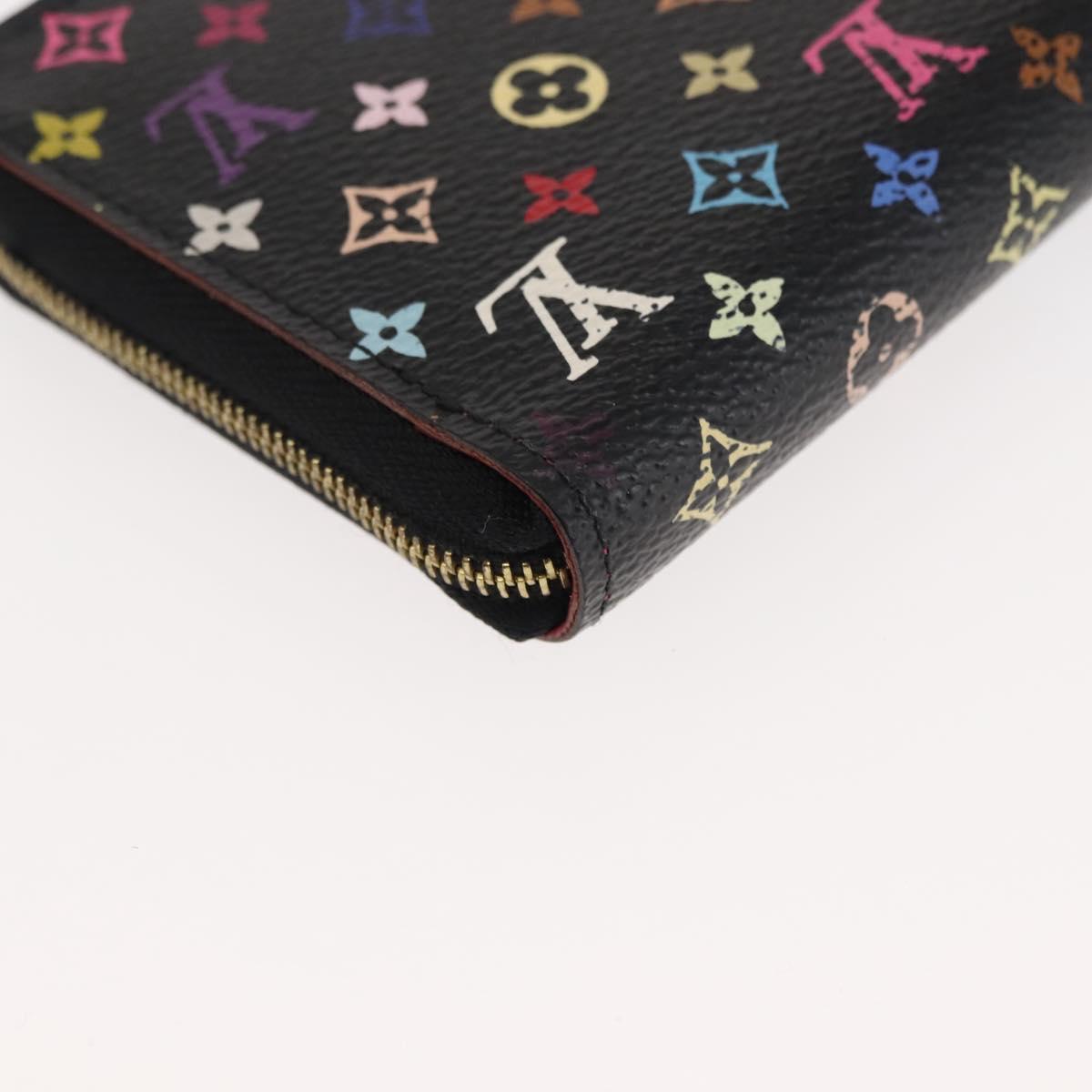 LOUIS VUITTON Monogram Multicolor Zippy Coin Purse Black M93740 LV Auth fm4871