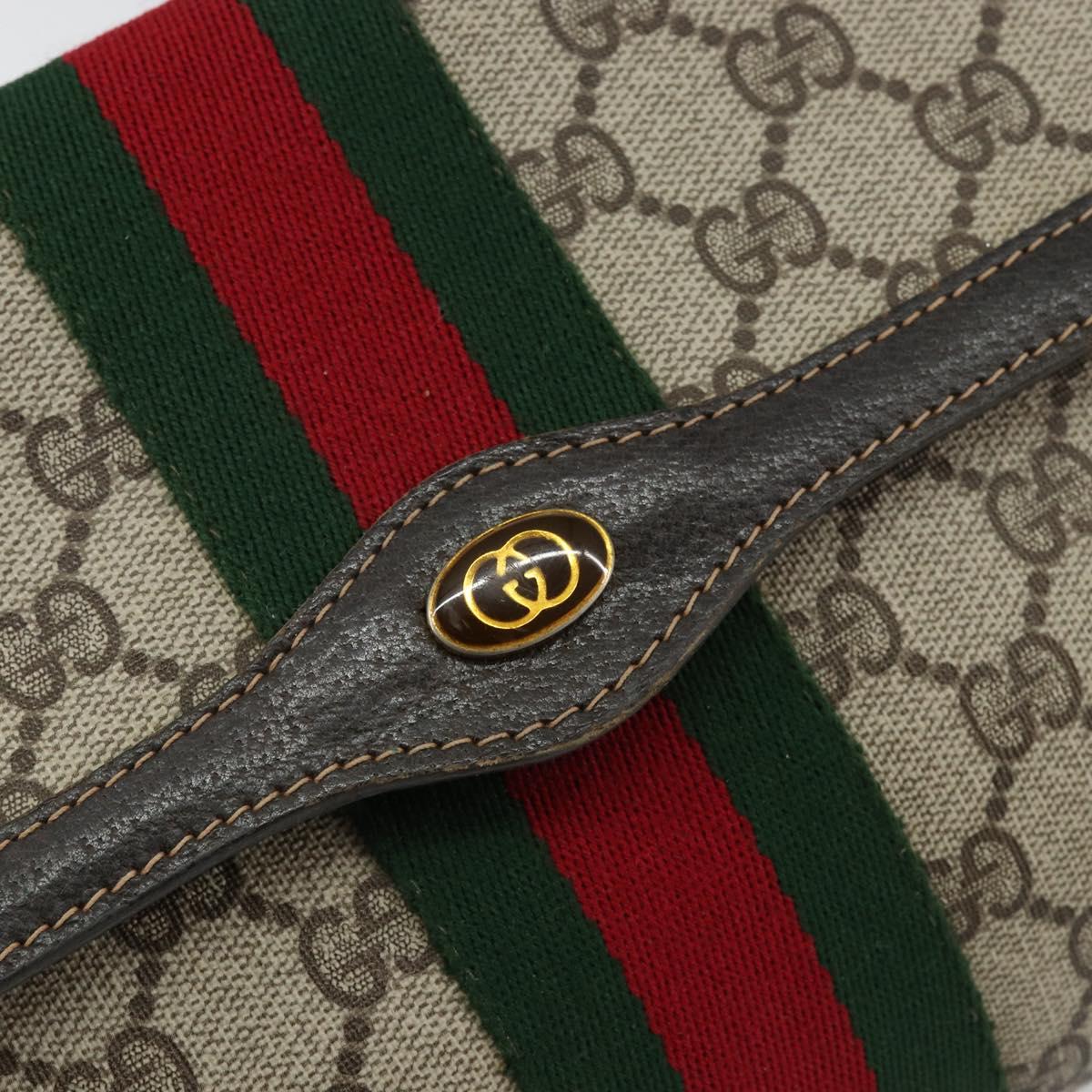 GUCCI GG Supreme Web Sherry Line Bag PVC Beige Red 41 014 3087 25 Auth fm4873