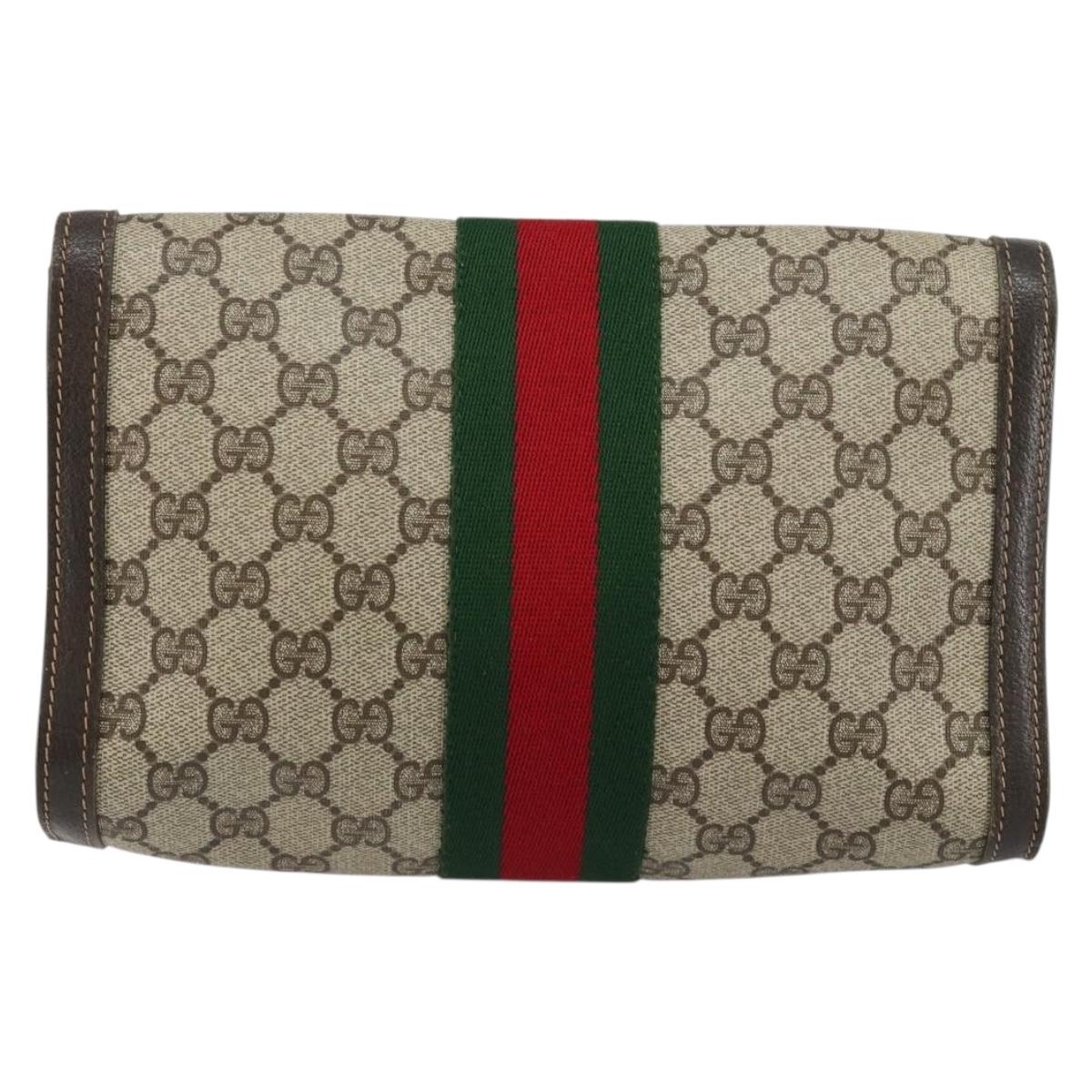 GUCCI GG Supreme Web Sherry Line Bag PVC Beige Red 41 014 3087 25 Auth fm4873