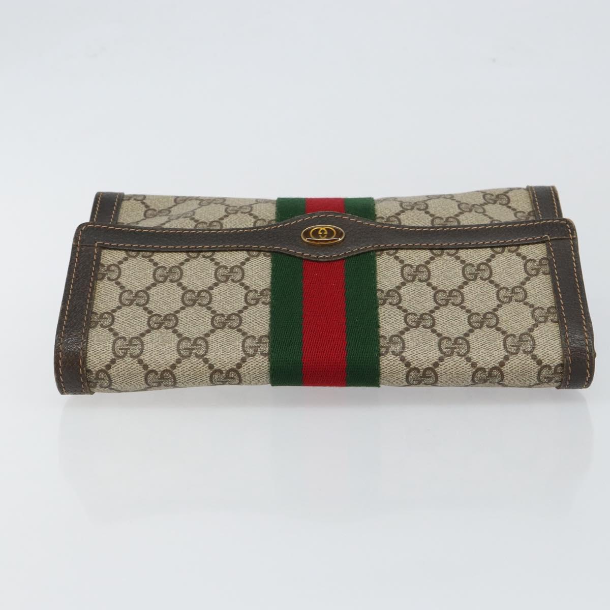 GUCCI GG Supreme Web Sherry Line Bag PVC Beige Red 41 014 3087 25 Auth fm4873