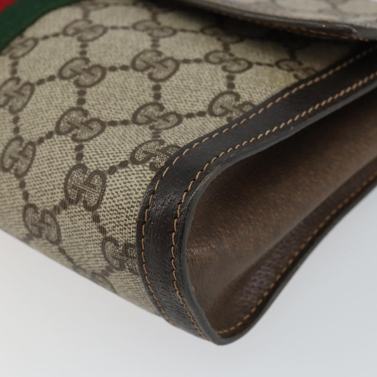 GUCCI GG Supreme Web Sherry Line Bag PVC Beige Red 41 014 3087 25 Auth fm4873