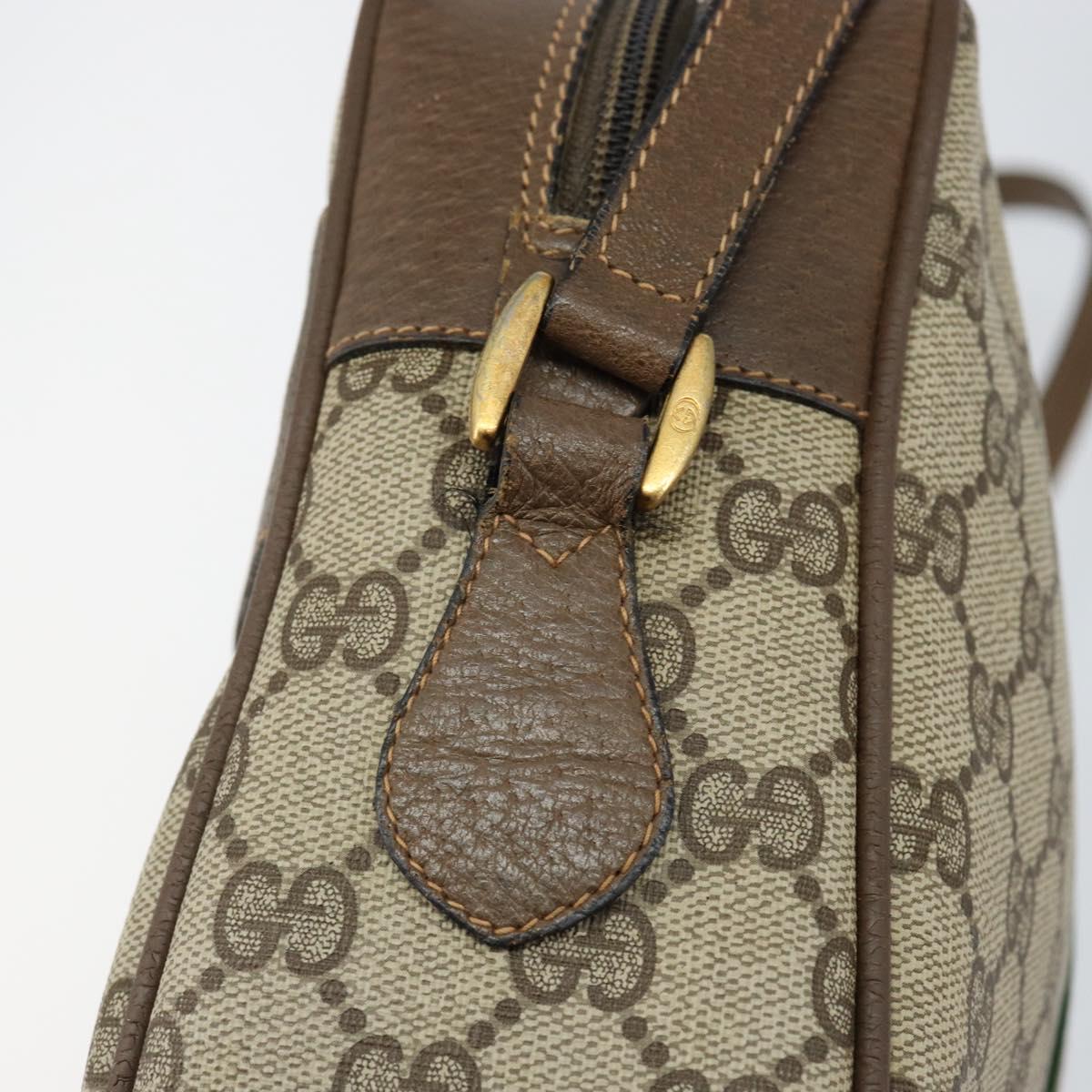 GUCCI GG Supreme Web Sherry Line Bag PVC Beige Gold 98 02 005 Auth fm4874